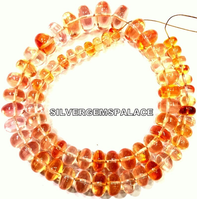Extremely Beautiful~Padparadscha Sapphire Smooth Beads Rondelle Sparkle Beads.