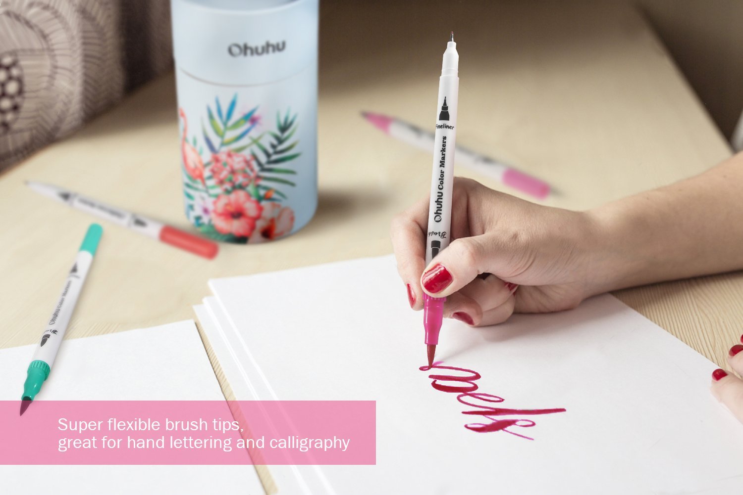 Ohuhu 60 Dual Pencil Set Marker Album Dauber Sketch Water Color Marker Brush Pen