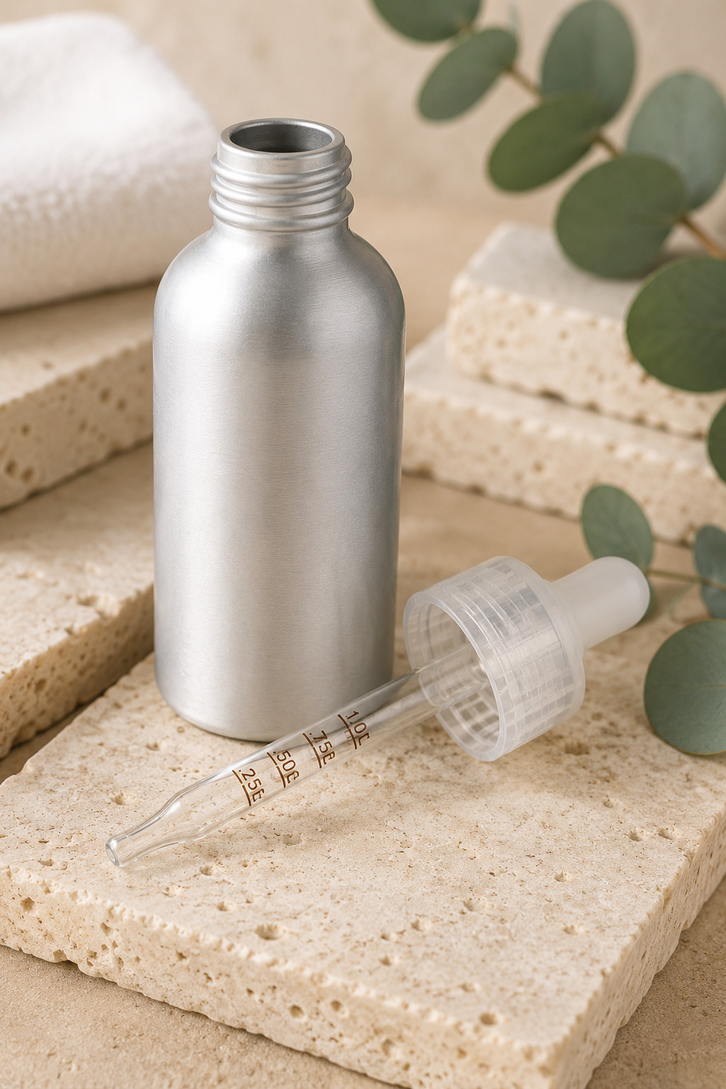 1oz/30ml Aluminum Dropper Bottle – w/Graduated 1ml Pipette – Child Resistant Cap