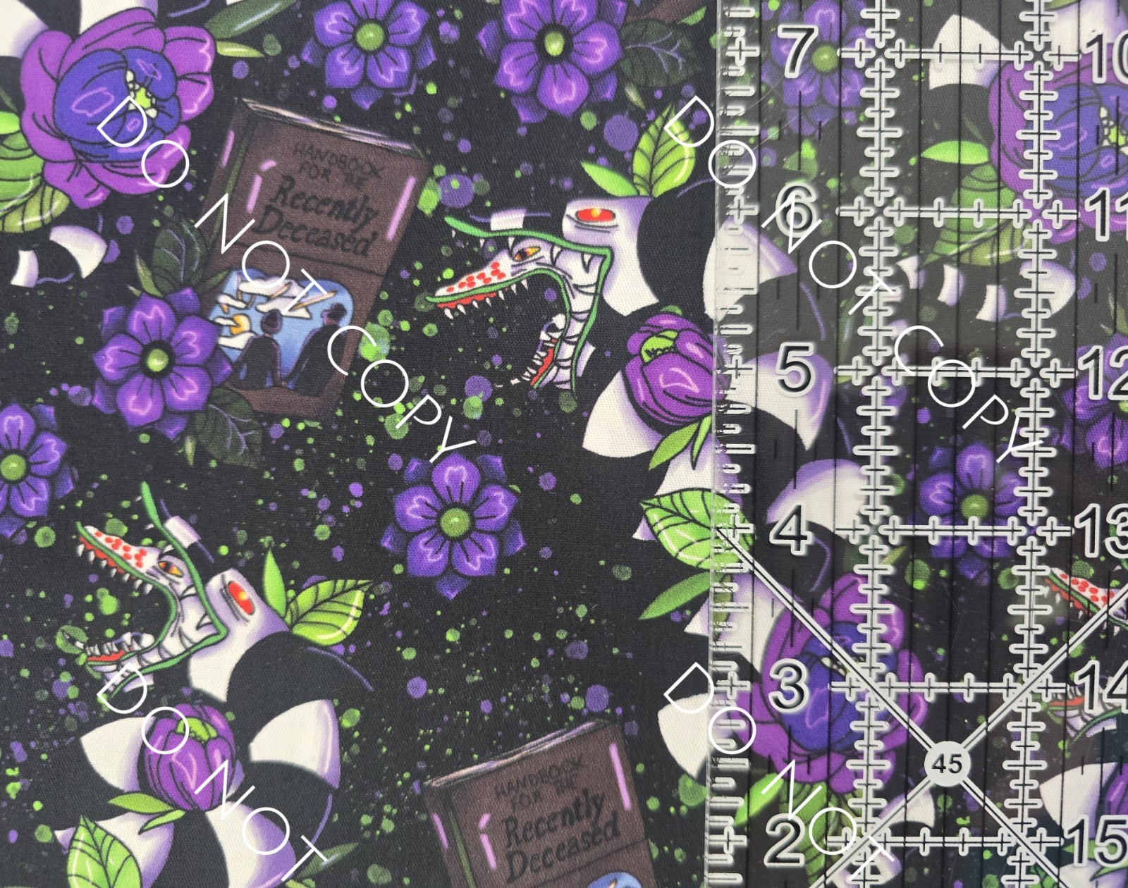 Custom 100% Cotton Woven Fabric Beetlejuice Movie Sandworms 1/4 Yard 9×56 Purple