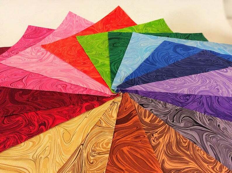 102 piece Rainbow Swirl pre cut charm pack 5″ squares 100% cotton fabric quilt