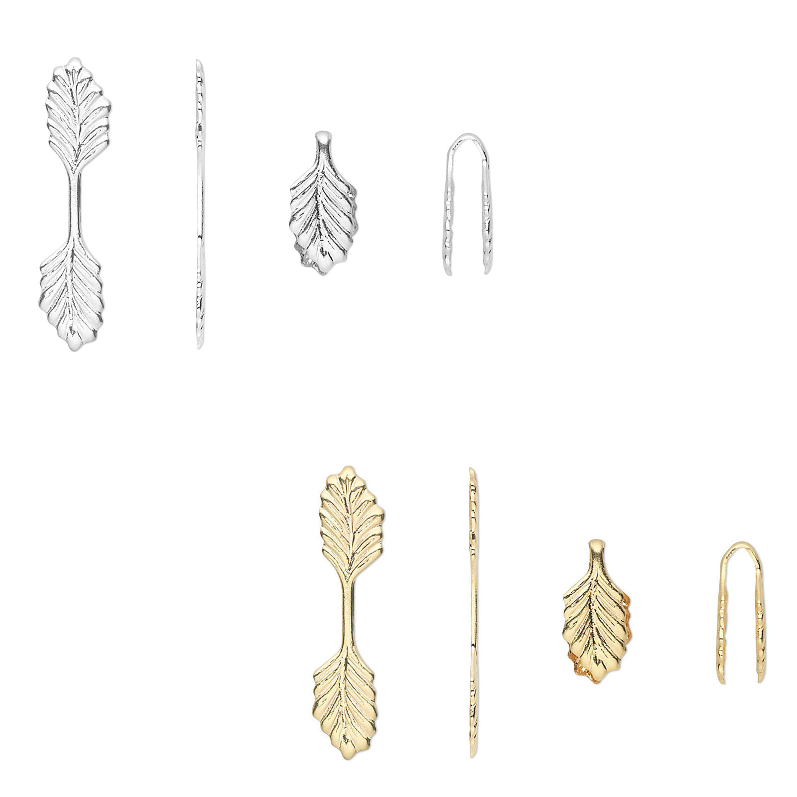 6 Fold 22mm Long Leaf Shaped Glue On Bail Jewelry Findings for Charms Pendants