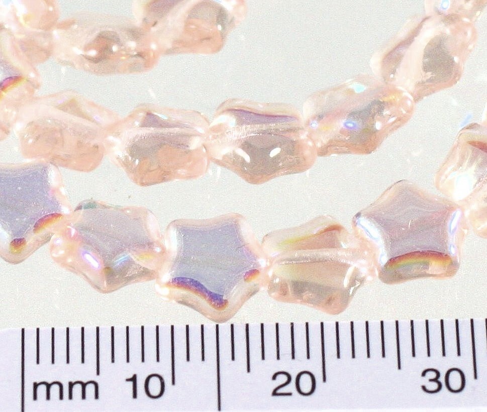 Czech Pressed Glass AB Light Rose Pink 8x8mm Star Beads 1 Strand(55) *