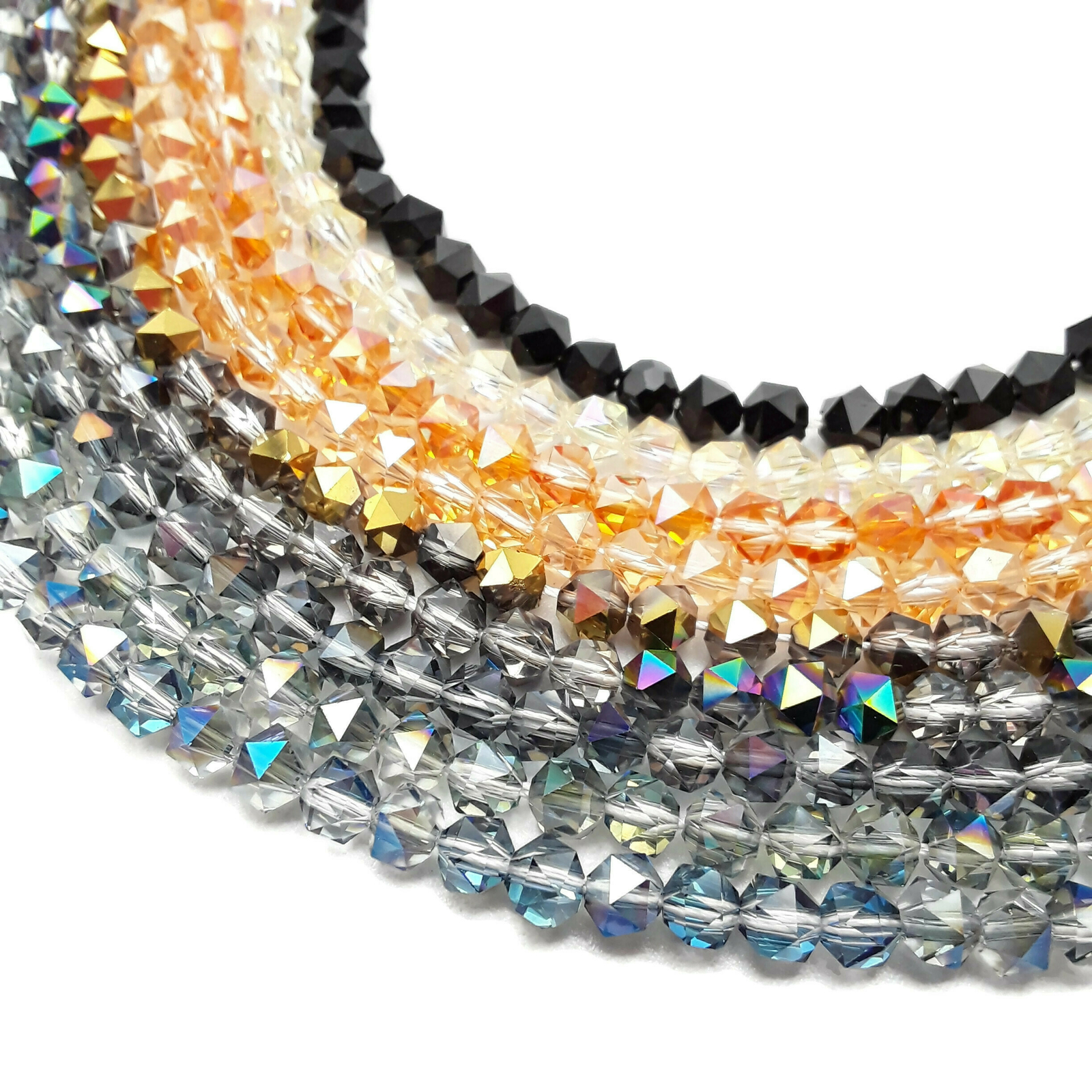 Crystal Glass Faceted Star Cut Round Beads 6mm 13″ Strand