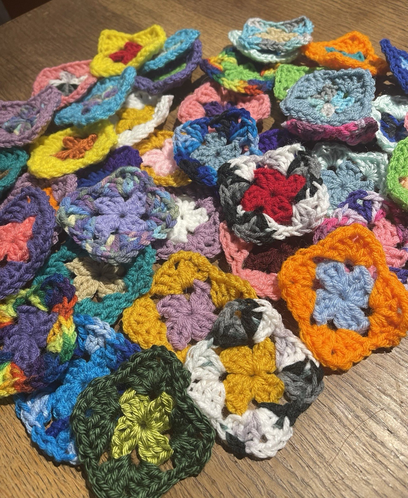 Lot Of 20 4” GRANNY SQUARES (ea Square Different) + 4 Crafting Supplies