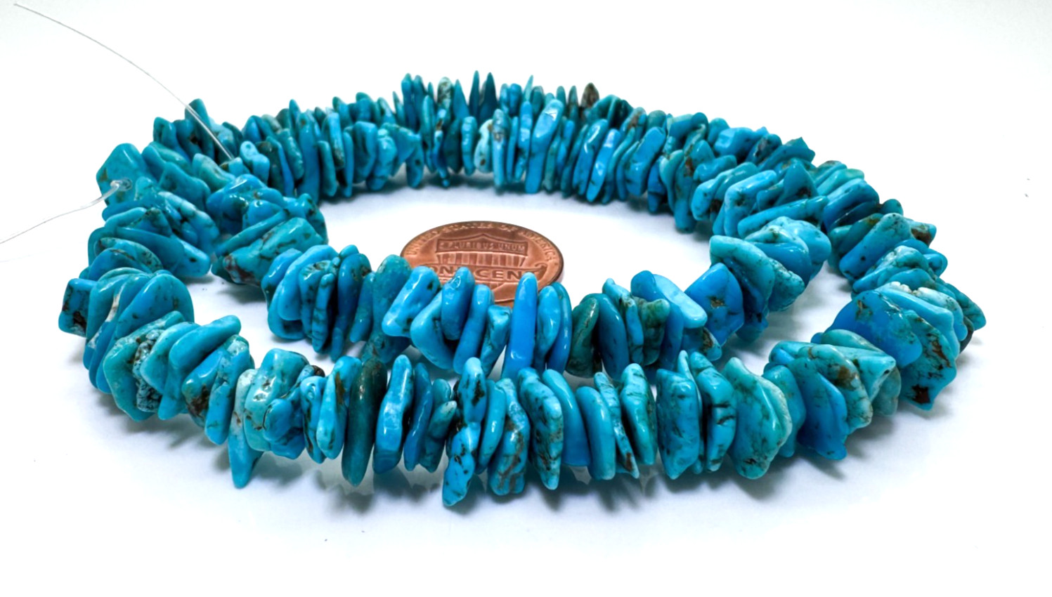 Natural Blue Kingman Turquoise Thin Slab Beads • Genuine 8~11mm Gemstone PGS371