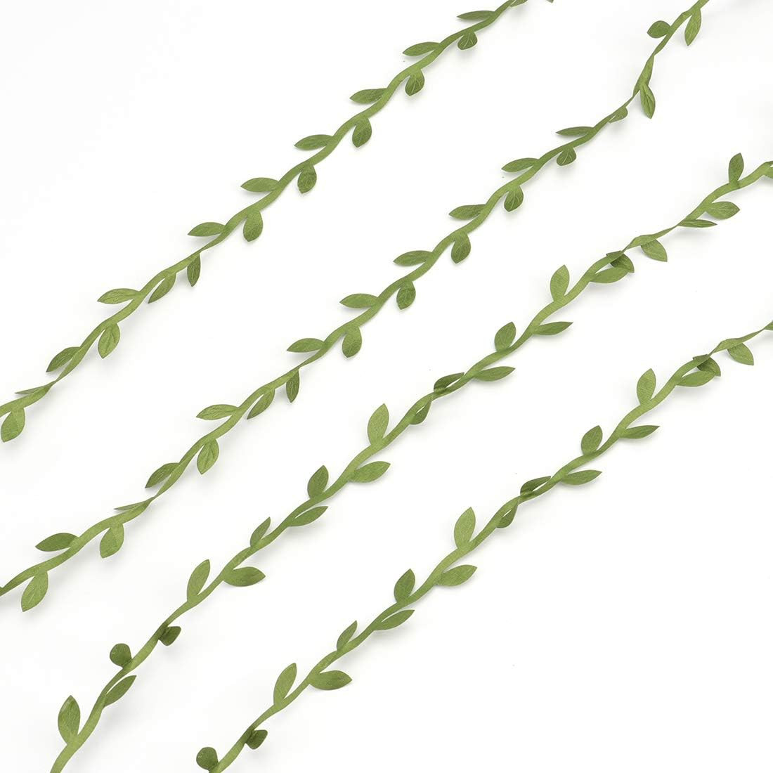 5 Roll Total 109 Yards Olive Green Leaves Leaf Trim Ribbon Artificial Vines L…