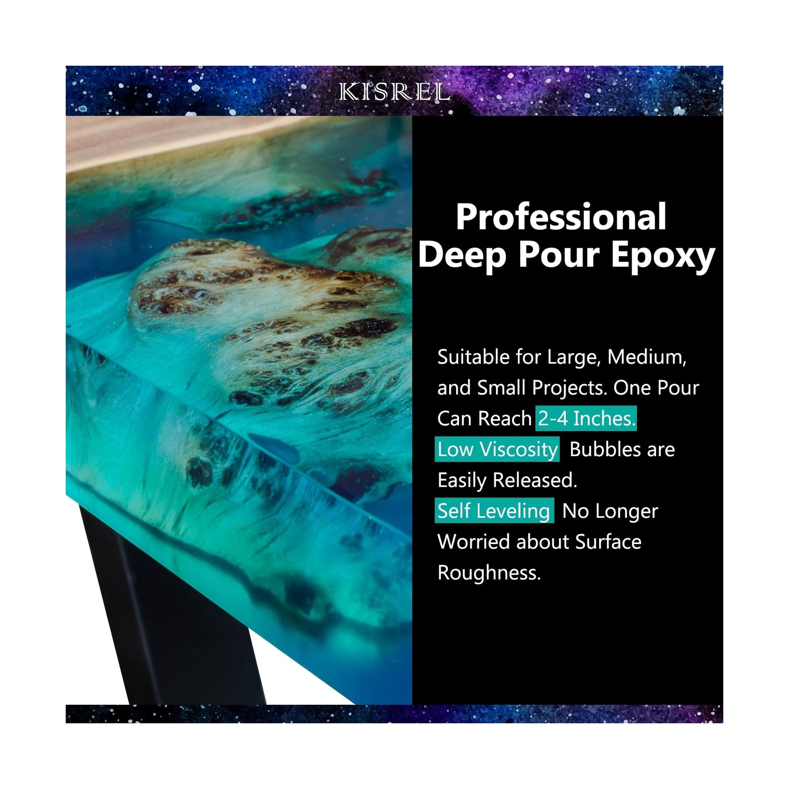 Deep Pour Epoxy Resin, KISREL 3Gallon Resin Epoxy Kit (2:1) for 2-4 Inch Pour…