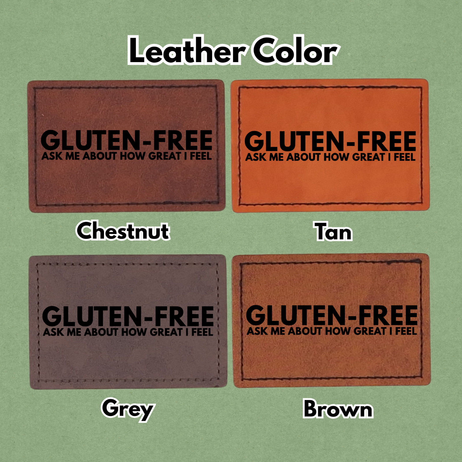 Gluten-Free – Leather Patch – Magnet, Hook and Loop, Iron on and Sew on