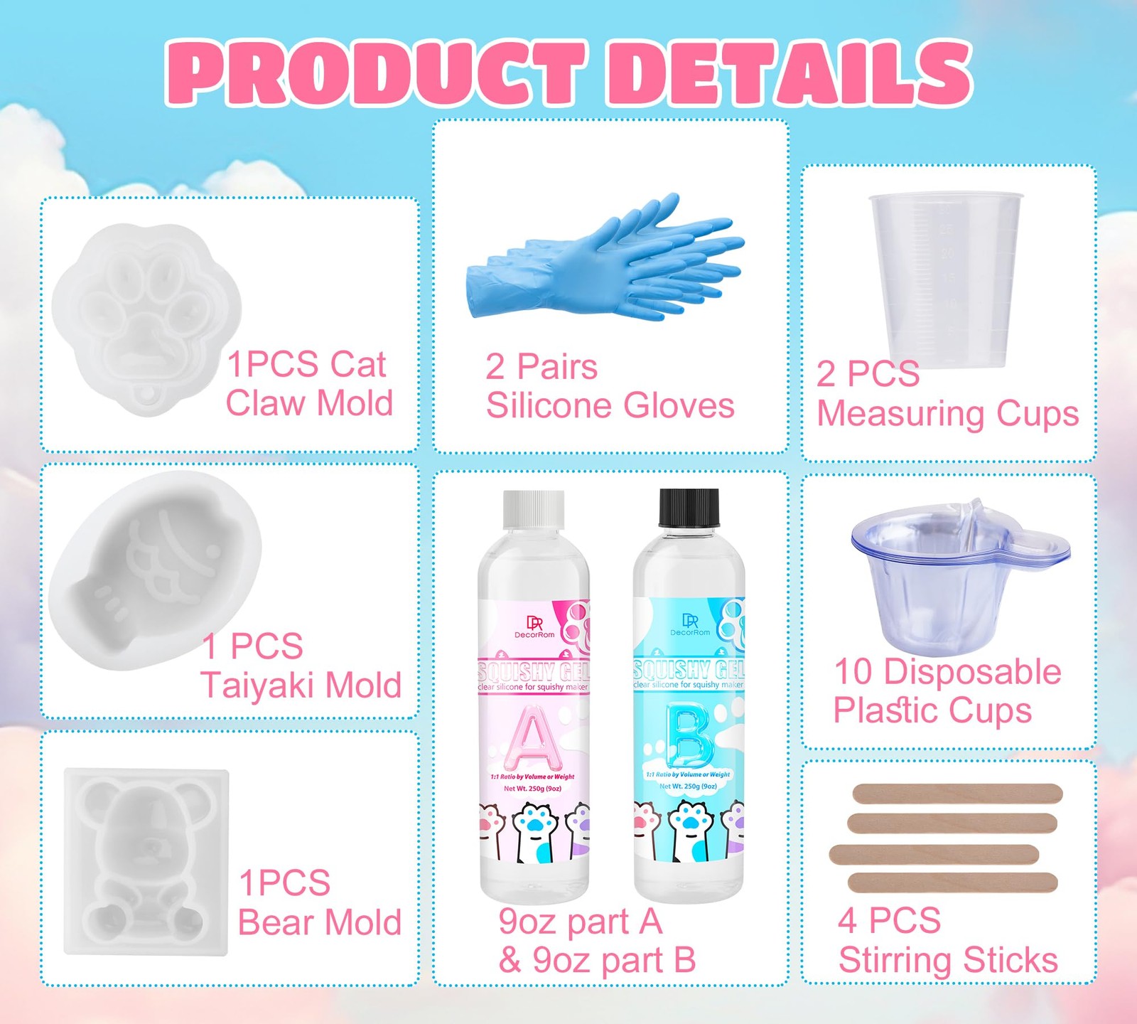 Taba Squishy Kit – 18oz Transparent Liquid small to medium,