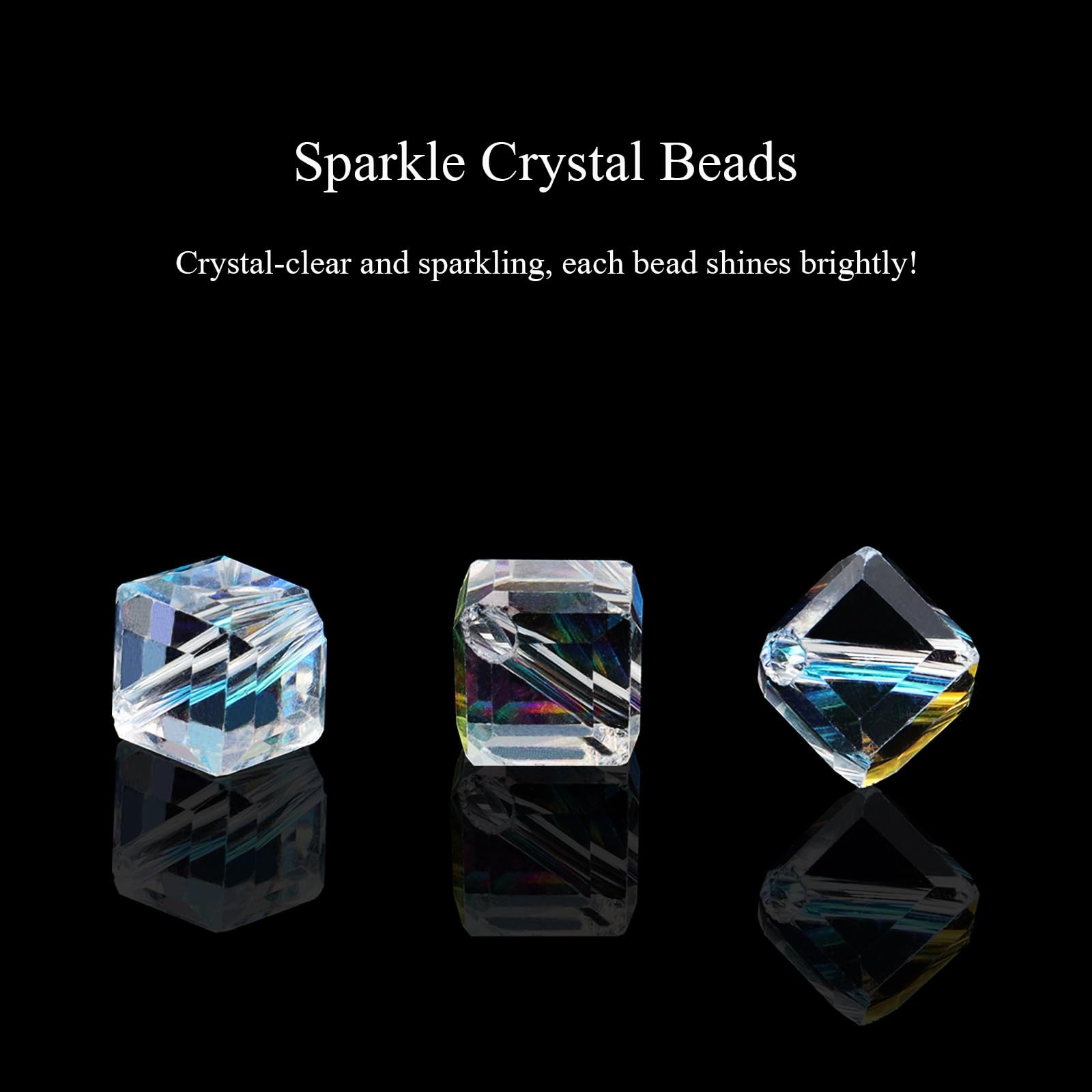 DIQIO 8mm Sparkle Cube Diagonal Crystal Beads (63-68pcs, Soft Pink AB)