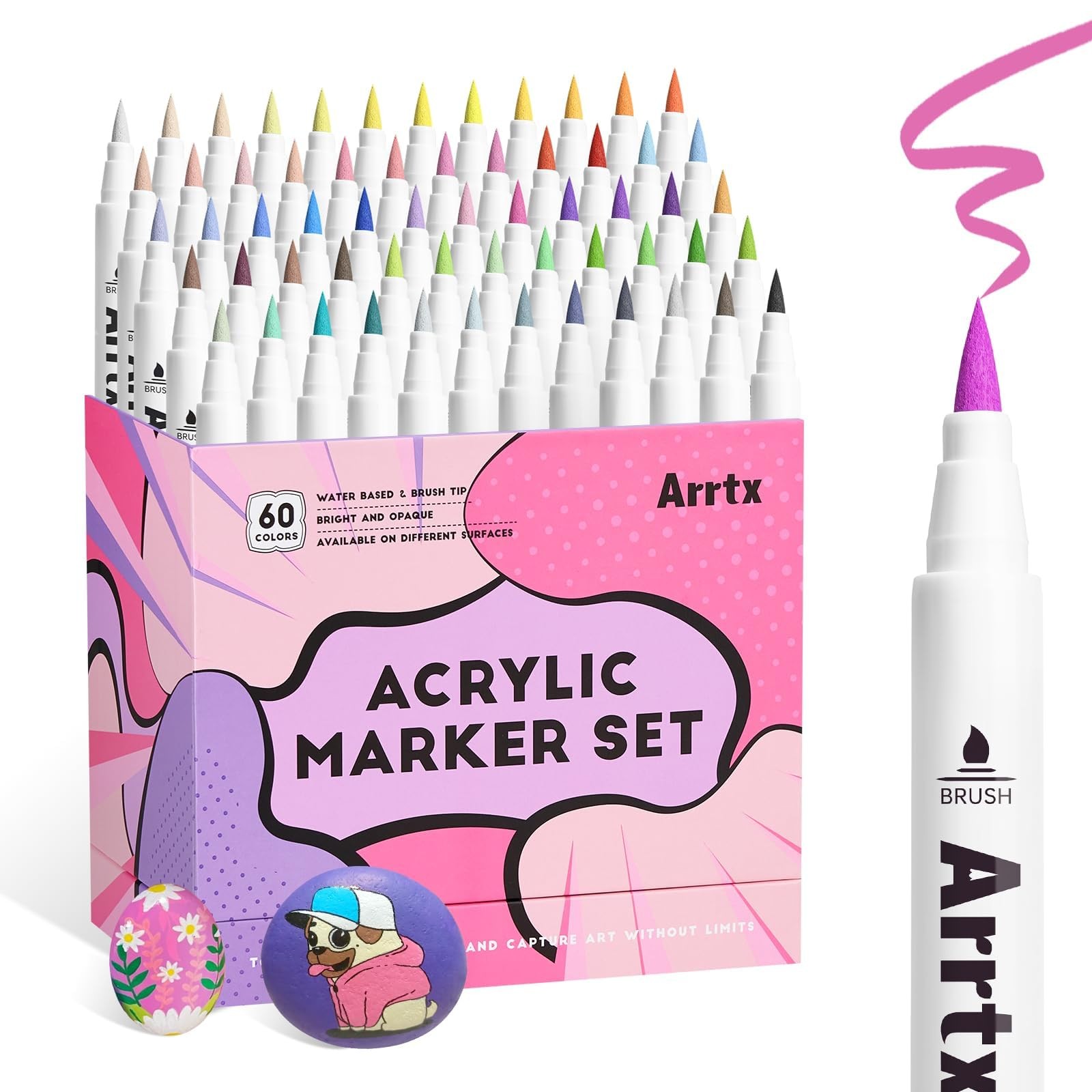 60 Colors Paint Markers Pens, Acrylic Paint Pens for Artists Adults Coloring …