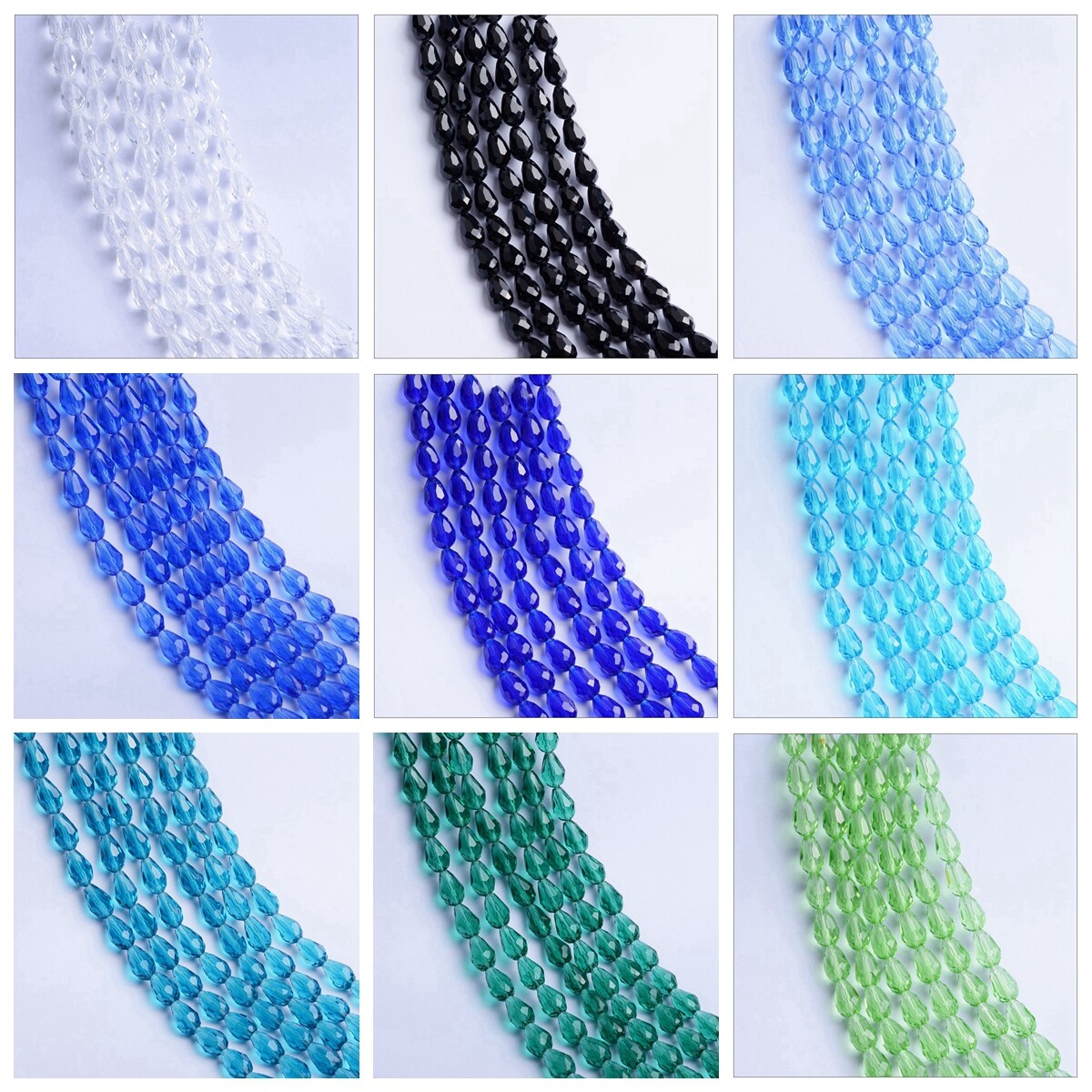 5x3mm 8x6mm 12x8mm 15x10mm Teardrop Shape Faceted Crystal Glass Loose Beads
