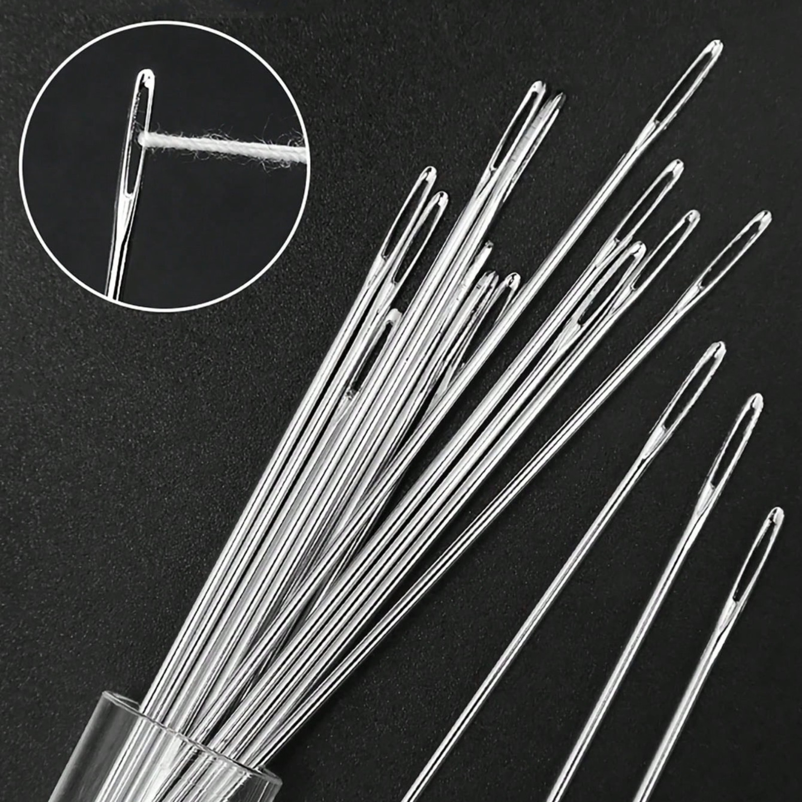 30PCS Large Eye Sewing Needles Easy Thread 3 Sizes Hand Sewing Embroidery Set US