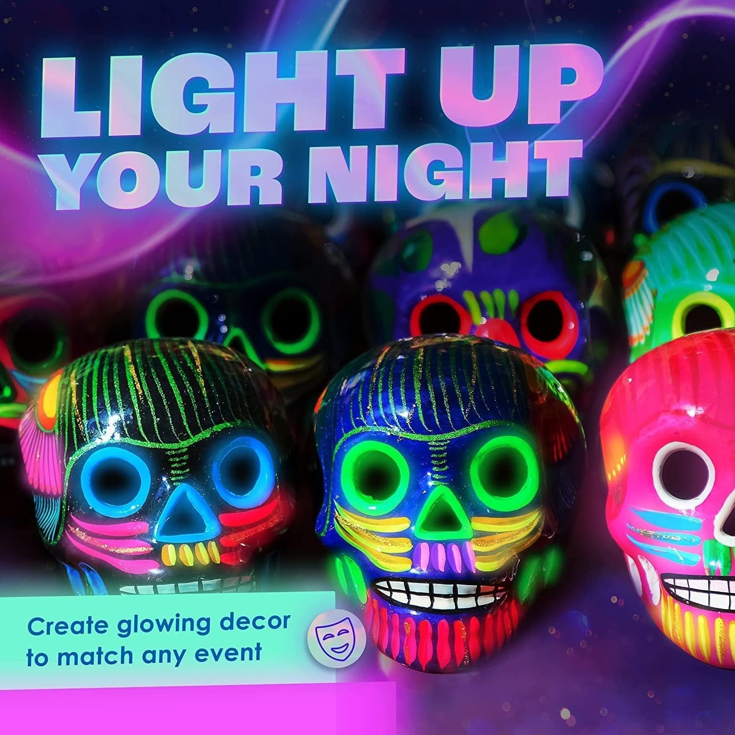 Glow in The Dark Acrylic Paint Set – 8 Vibrant Colors for Indoor & Outdoor Use
