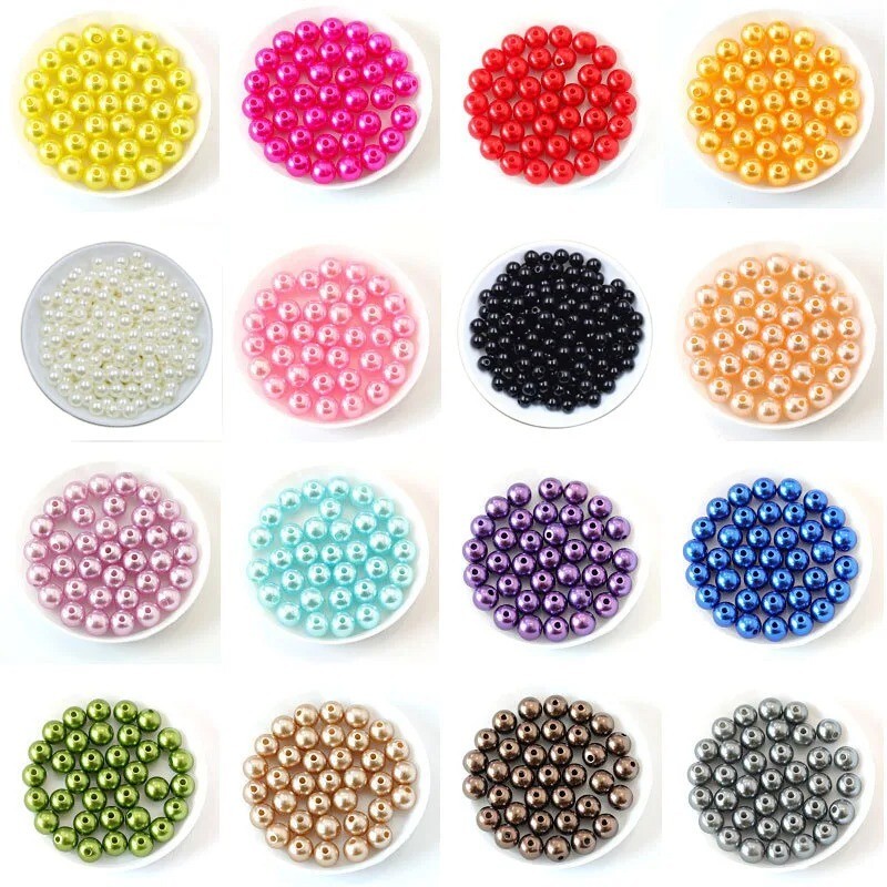 GLASS PEARL BEADS ROUND 3/4/6/8/10/12mm 50x100x300x400x500x1000 Jewelry Making