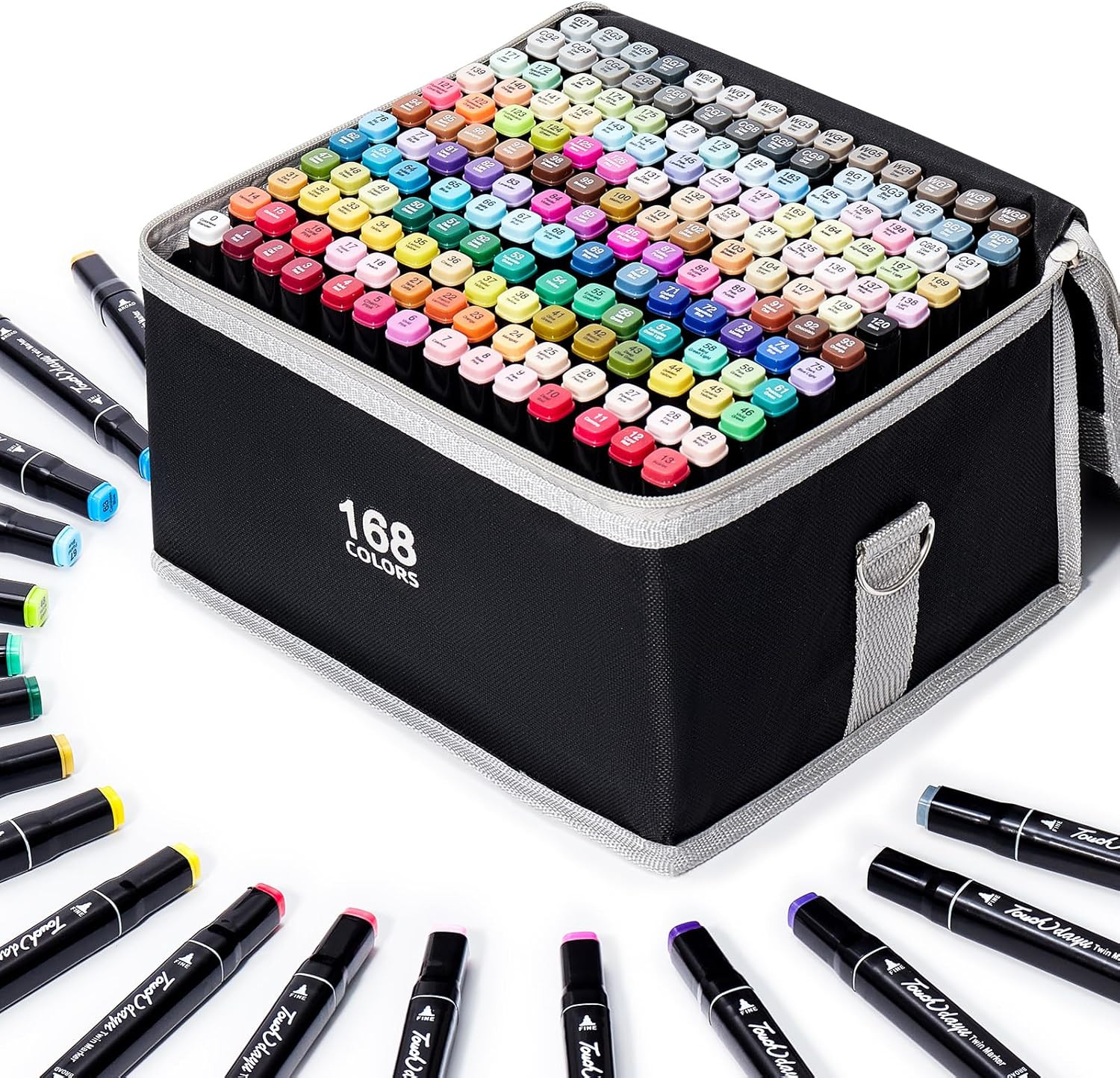 168 Colors Alcohol Markers Set Dual Tip Fine & Chisel Professional Art Marker…
