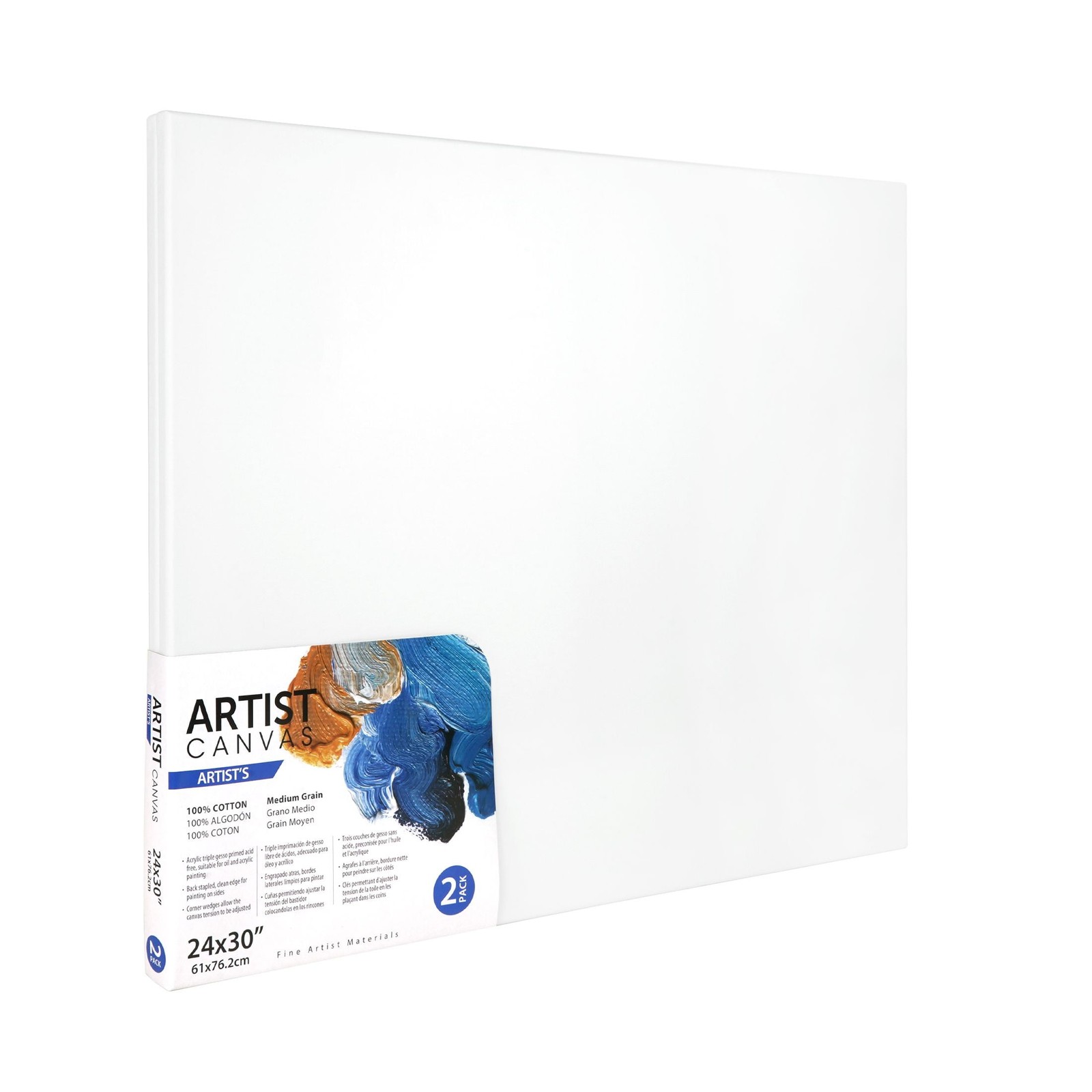 Artist Stretched Canvas, 24″X30″, 2 Pack, 100% Cotton Acid Free,.