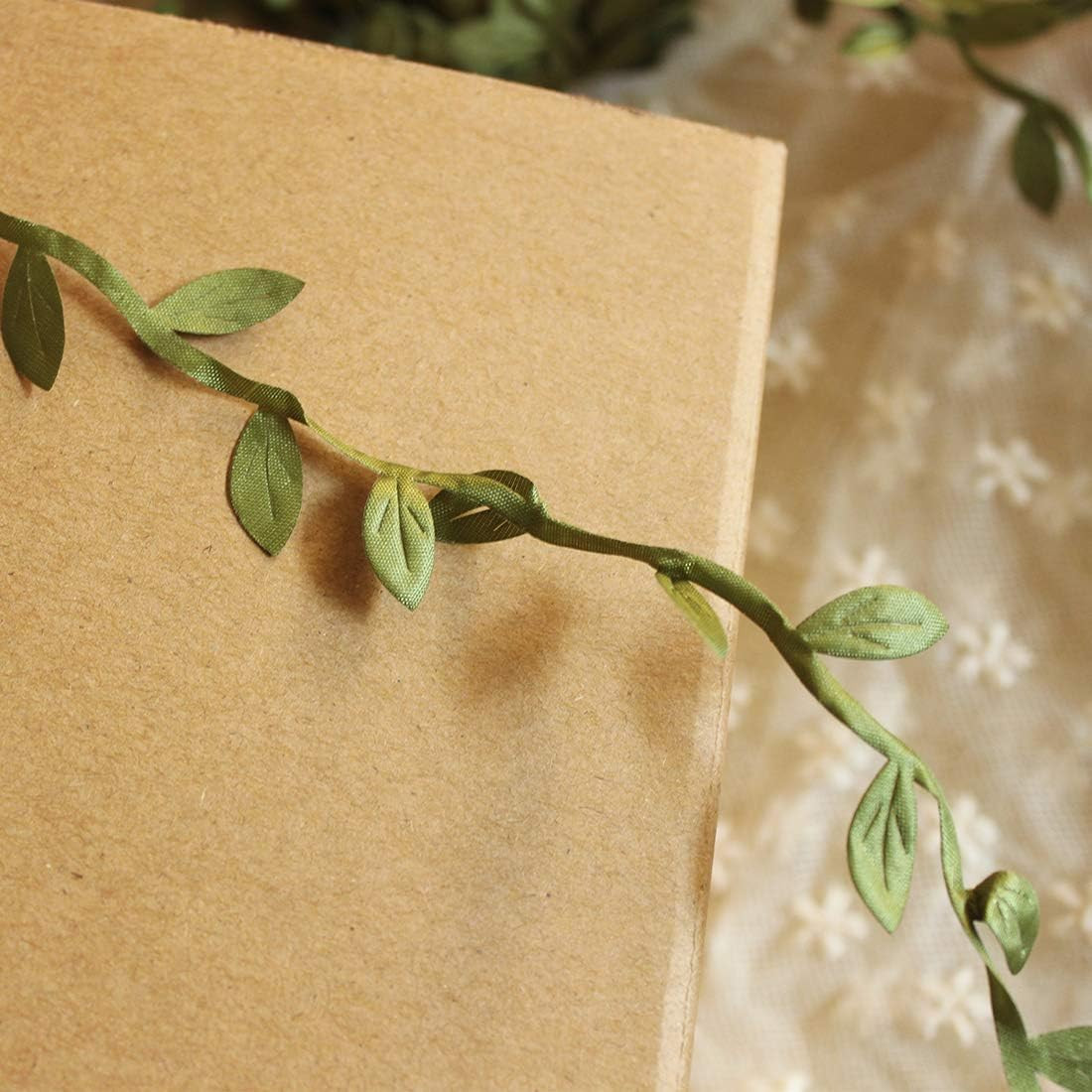 5 Roll Total 109 Yards Olive Green Leaves Leaf Trim Ribbon Artificial Vines L…