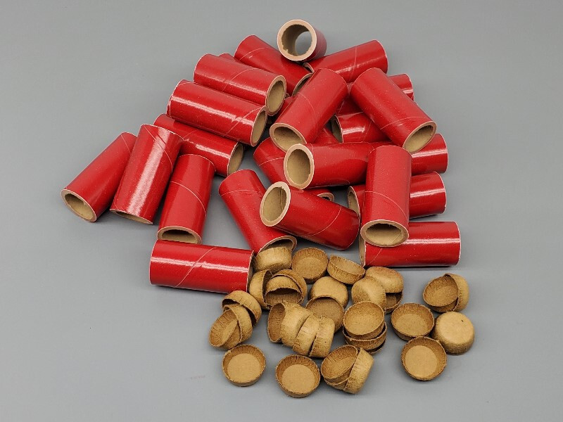 25pc M80 Fireworks Gloss Red Pyro Tubes and End Plugs 9/16″ x 1-1/2″ x 1/16″