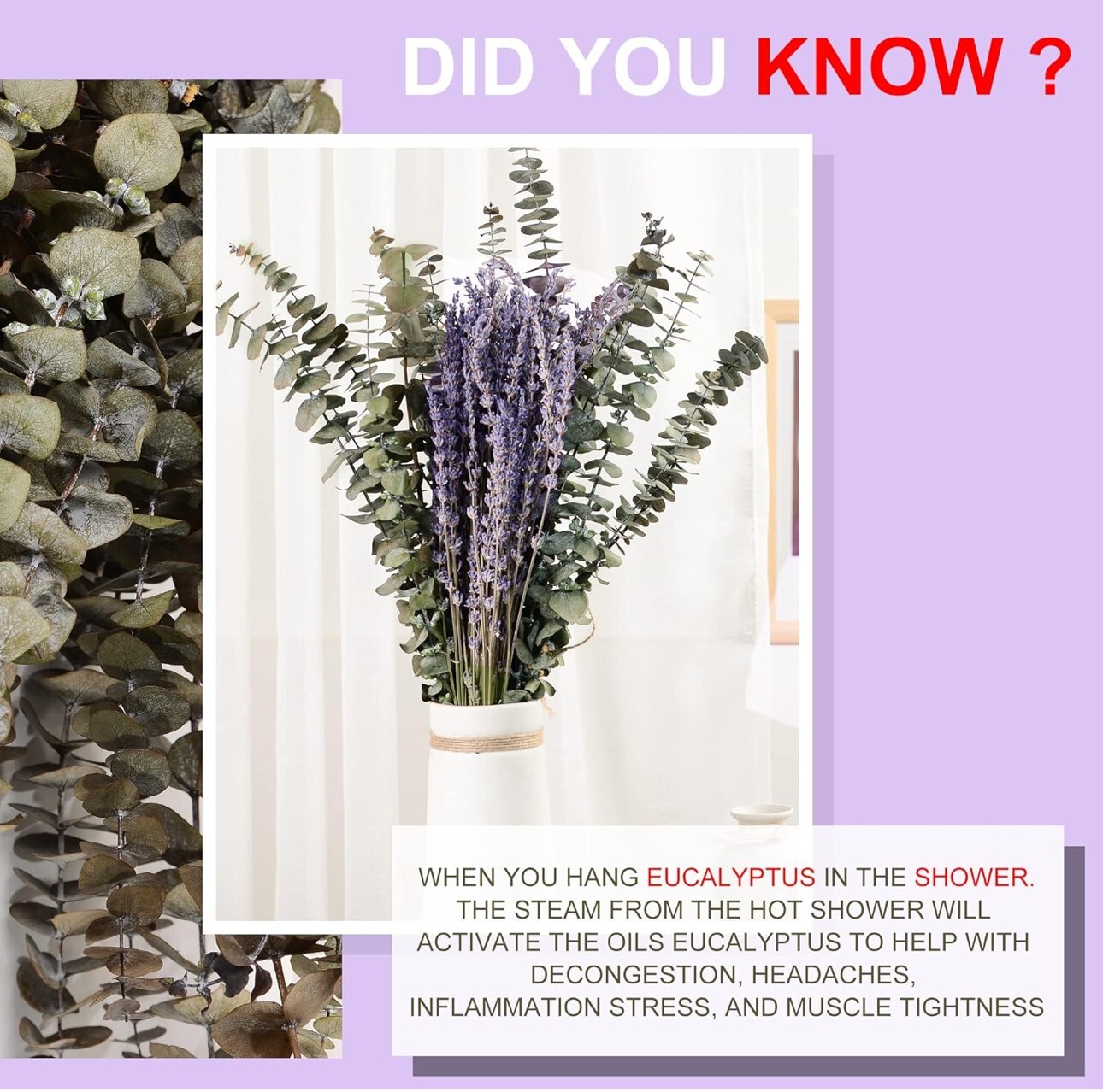 Dried Eucalyptus & Lavender Flower Bundles for Shower & Home Decor