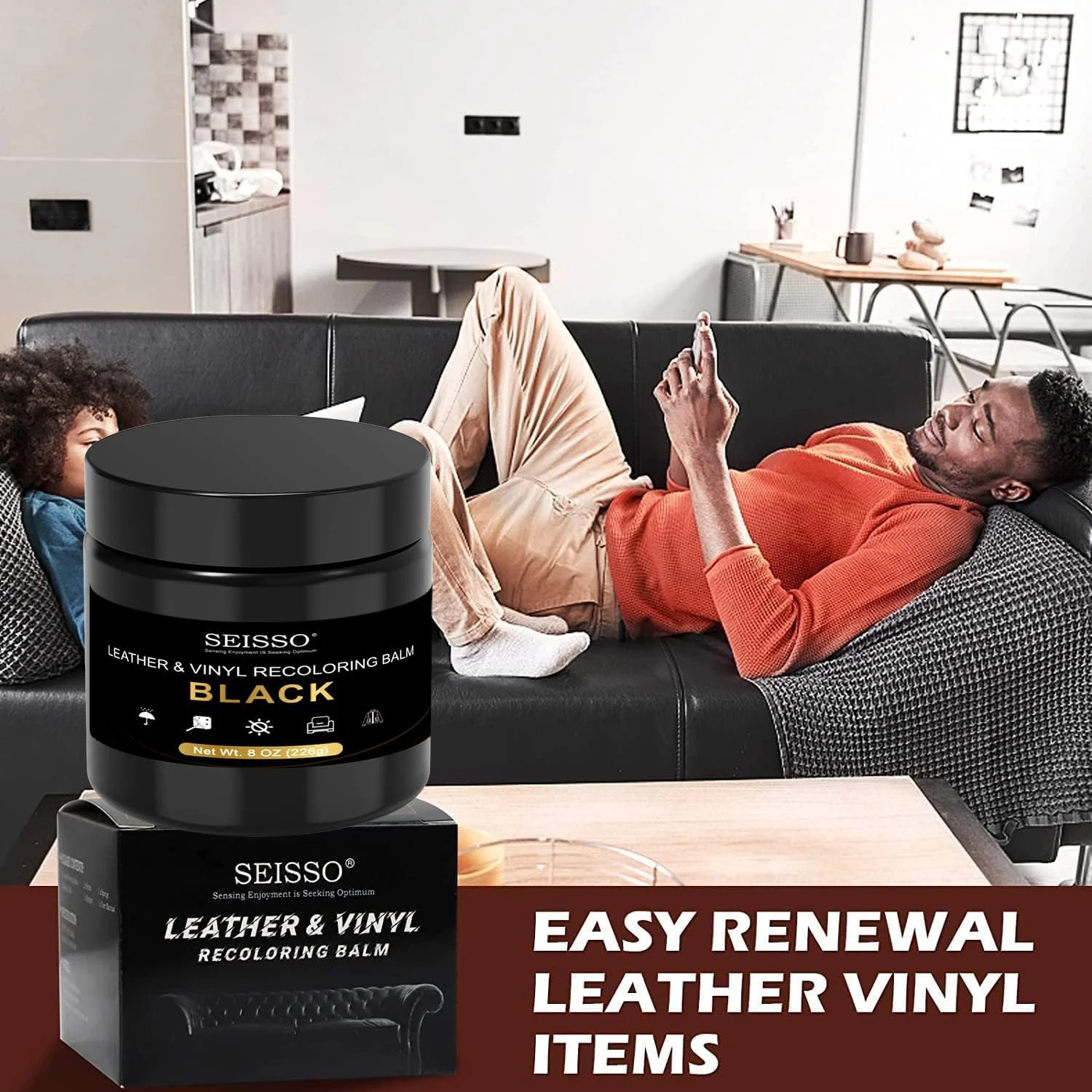 SEISSO Leather Recoloring Balm, Leather Repair Kit for Furniture, Leather Scratc
