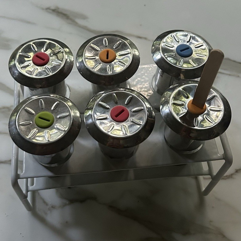Onyx Popsicle Mold Set, 6-Piece w/ Color-Coded Lids & Rack