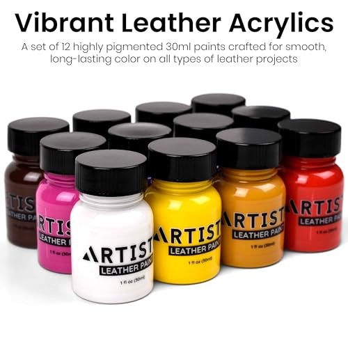 Leather Paint Set with Brush Applicator, Acrylic Shoe Dye, 12 Colors