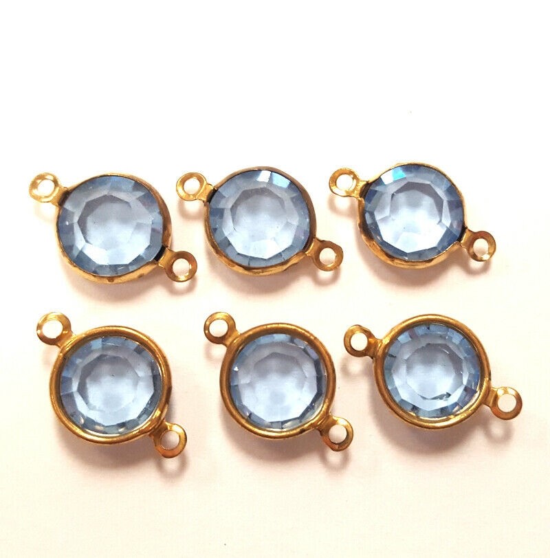 6 Vintage Swarovski Jewel 47SS Channel 2 Loop Connectors -7 Colors You Pick J140