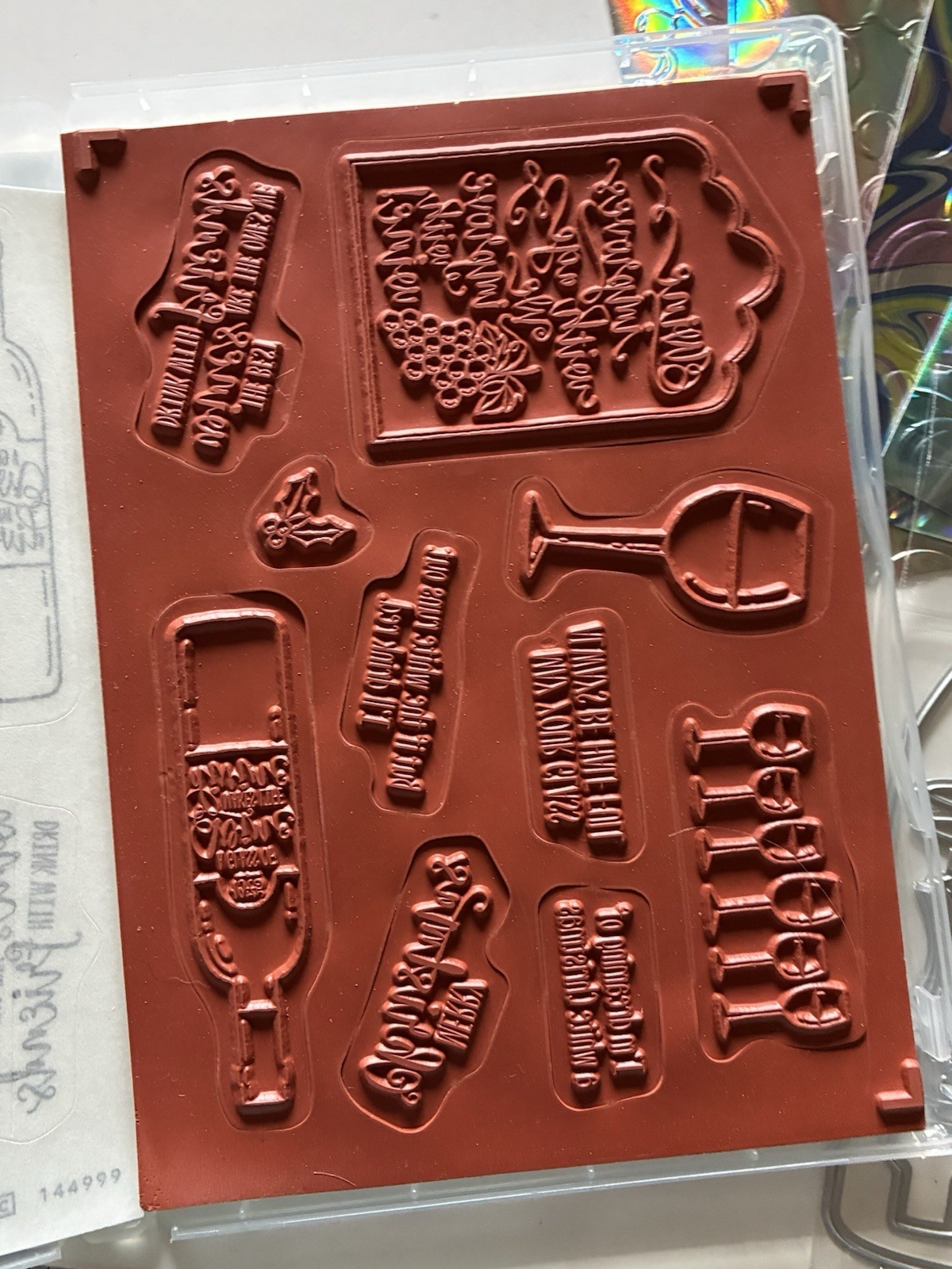 Stampin Up! Half Full stamps WINE XL Champagne Bottle Glass Celebration DIES