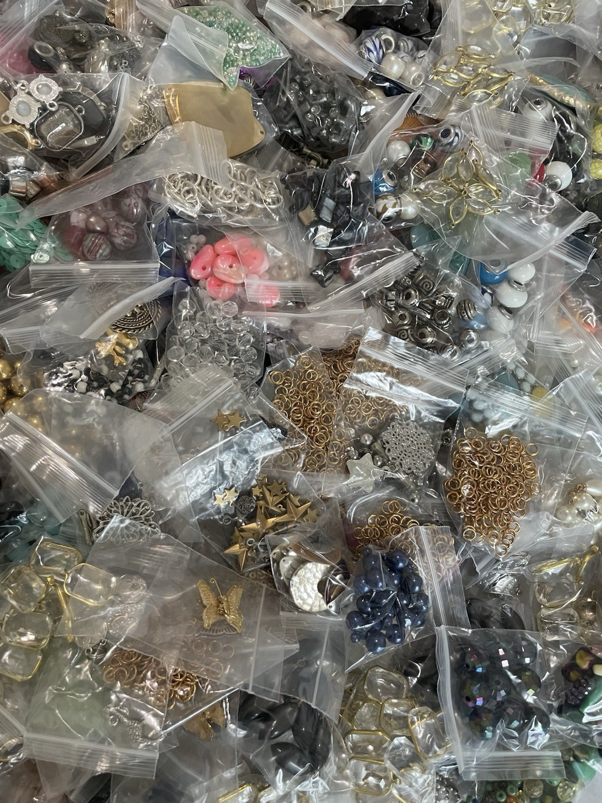 50 Bags Of Beads & Jewelry Making Supplies Mystery Lot Grab Bag