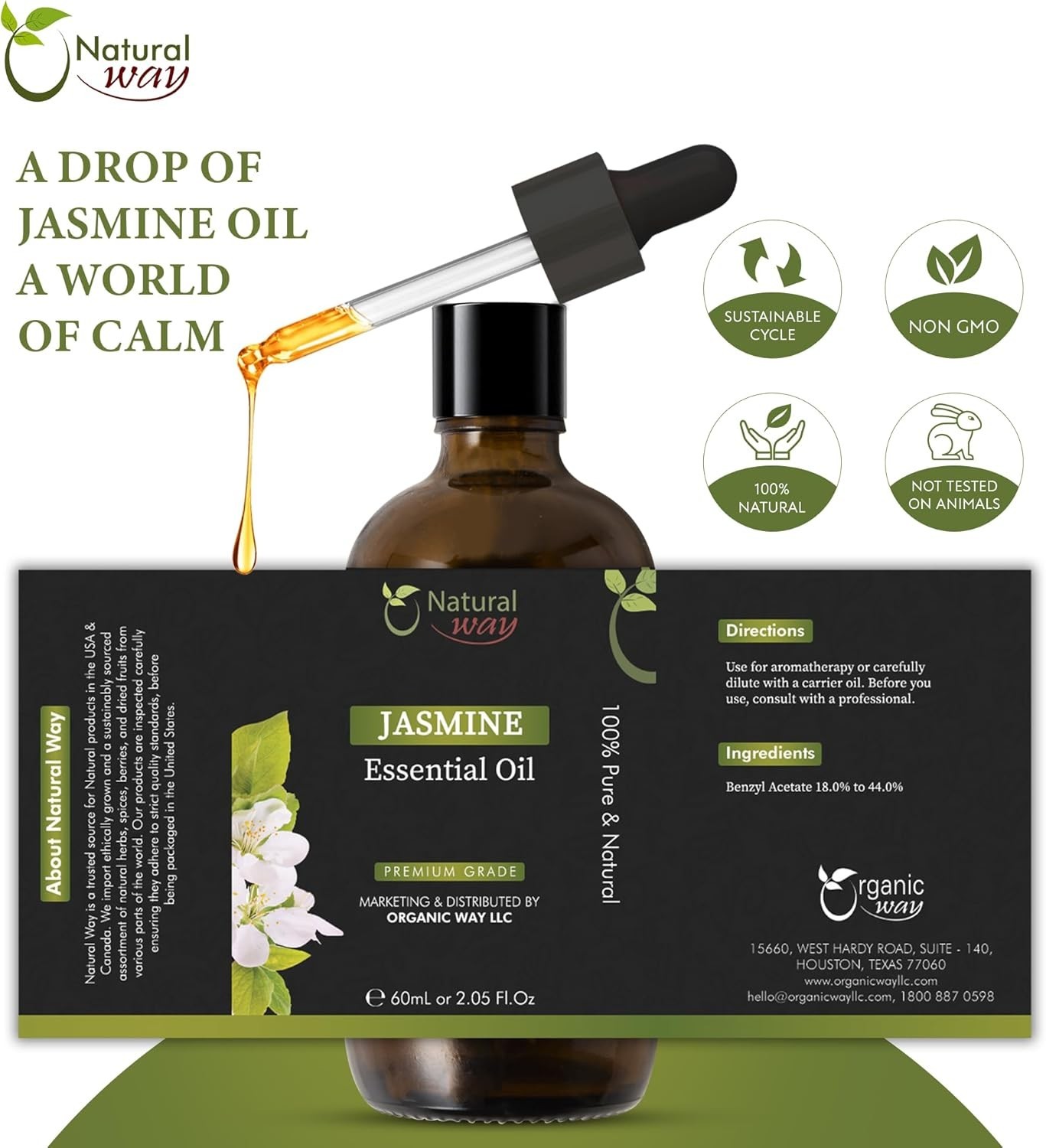 Natural Way Jasmine Essential Oil 4 Fl Oz (120 ml)