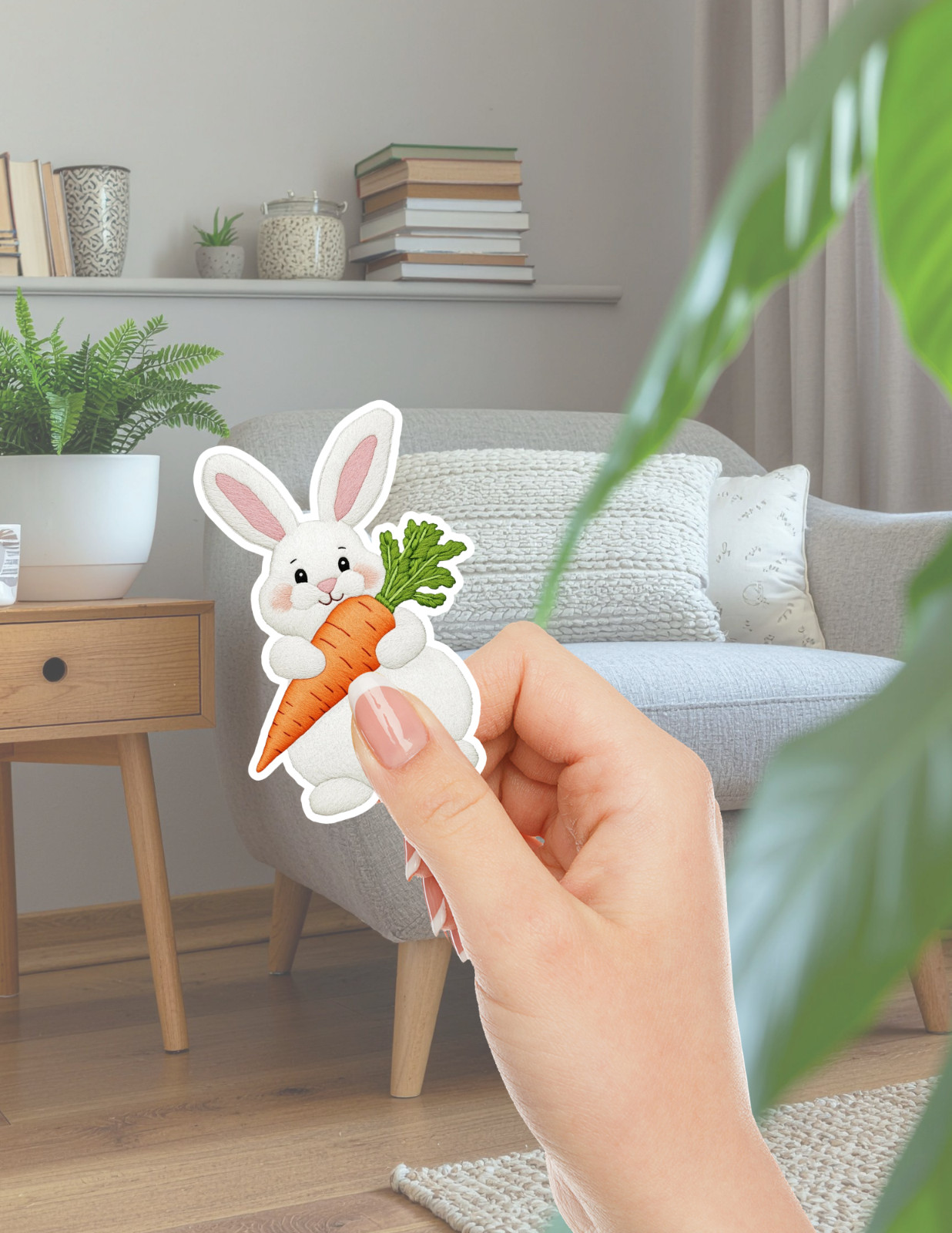 Easter Bunny With Carrot Die Cut Stickers Set Scrapbooking Laptop Water Bottle
