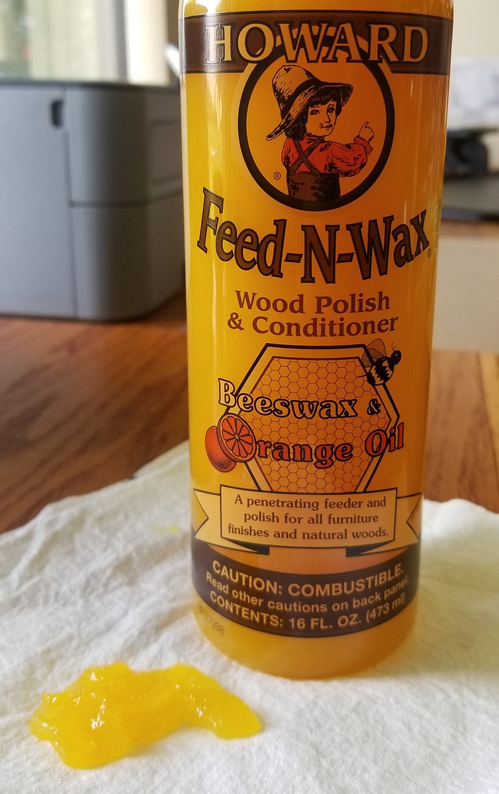 Howard Products Beeswax Wood Polish & 16 Fl Oz (Pack of 1), Orange