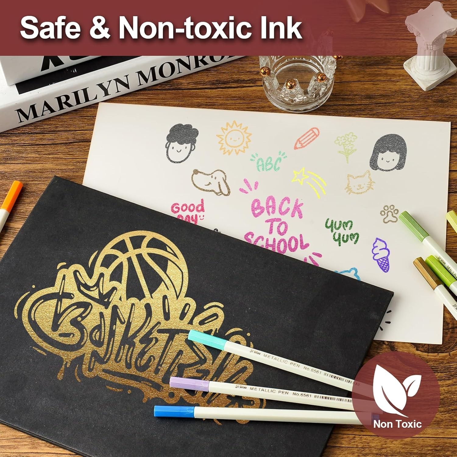 30 Fine Point Metallic Markers – Vibrant Pen Set for Scrapbooking and Crafts