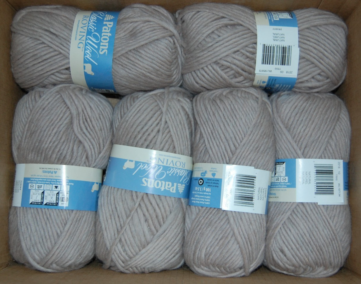 Mix Dye Lot of 6, Patons Classic Wool Roving Yarn, Natural Taupe