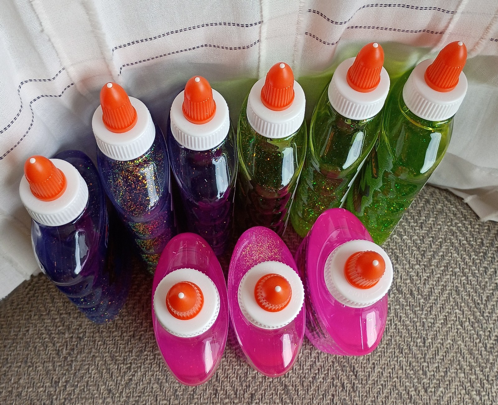 Elmer’s Classic Washable Glitter Glue 6 oz Bottles Lot Of 9 Green/Pink/Purple