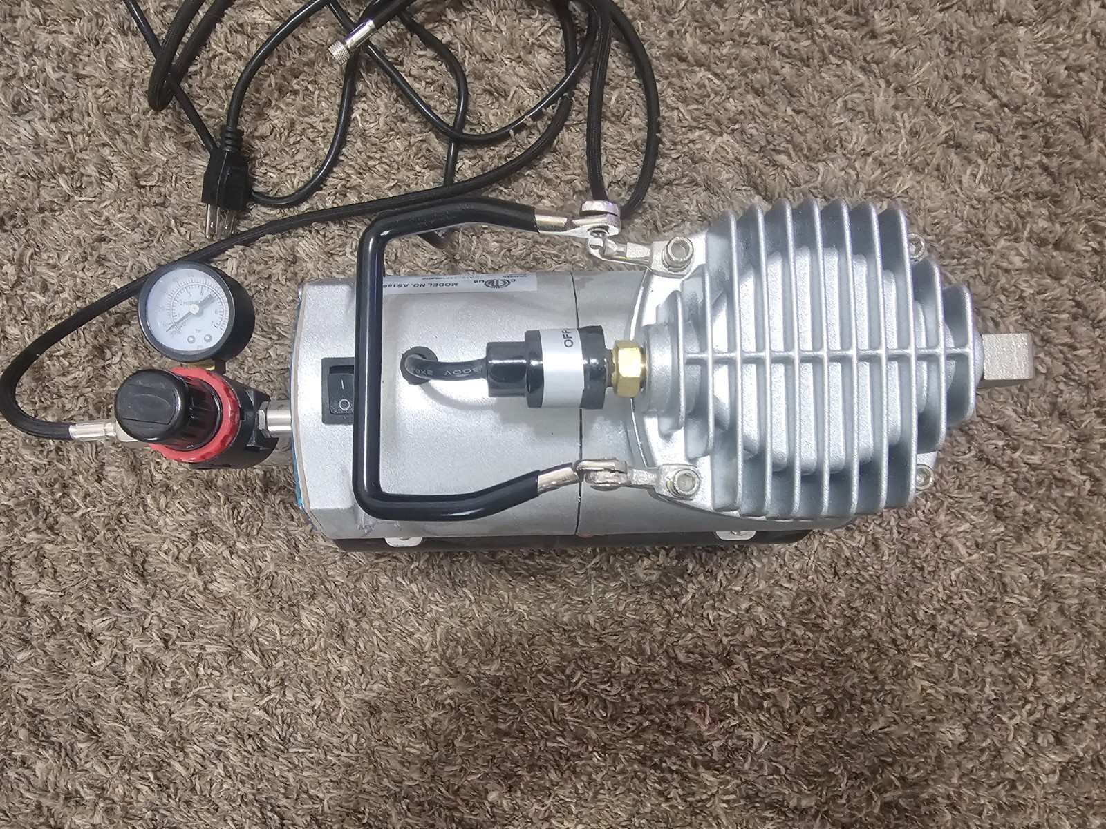 Timbertech AS-186 Piston Type 125W High-Performance Airbrush Compressor