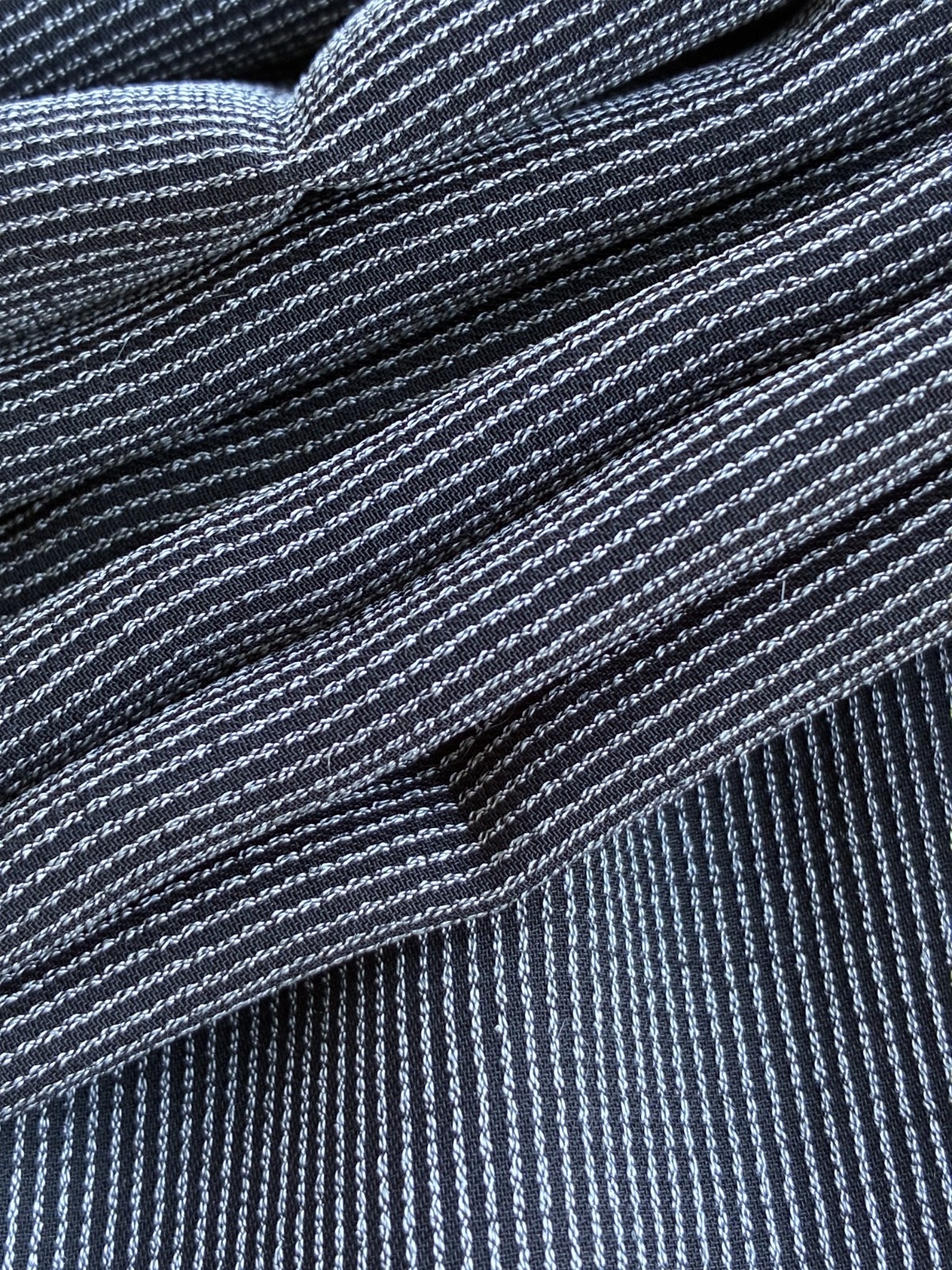 Yard Goods 3 1/2 Yards 45″ Wide Suit Weight Fabric Black w/ White Threads