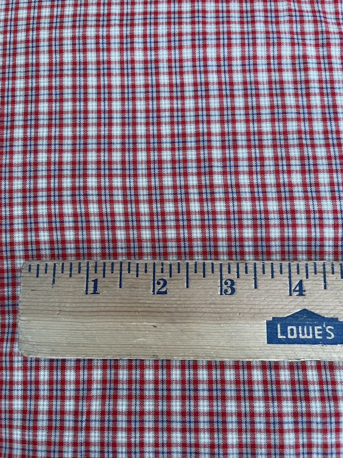 HOMESPUN New Old Stock Red White Blue Plaid Fabric Cotton BTY