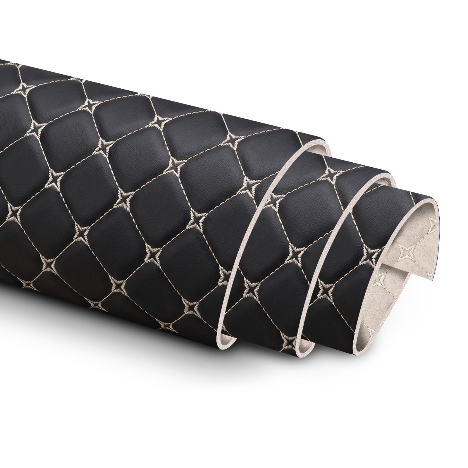 Diamond Quilted PU Leather 6mm Foam Backed Auto Headliner Upholstery Fabric