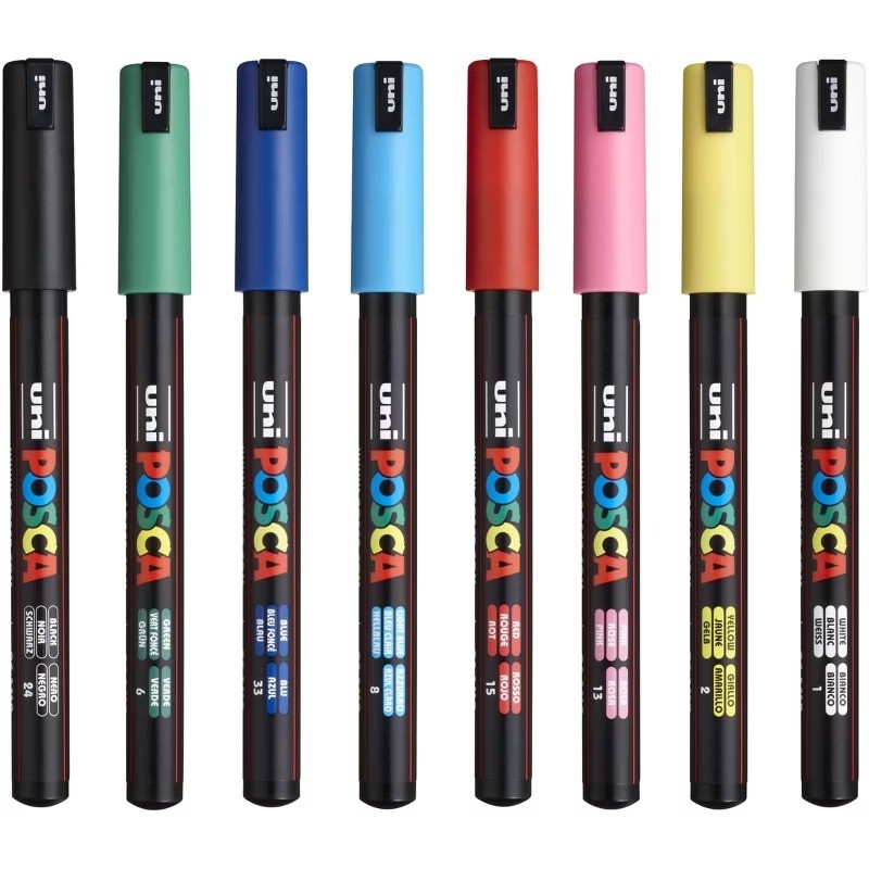 uni POSCA 8pk PC-1MR Water Based Paint Markers Extra Fine Tip 0.7mm in Assorted