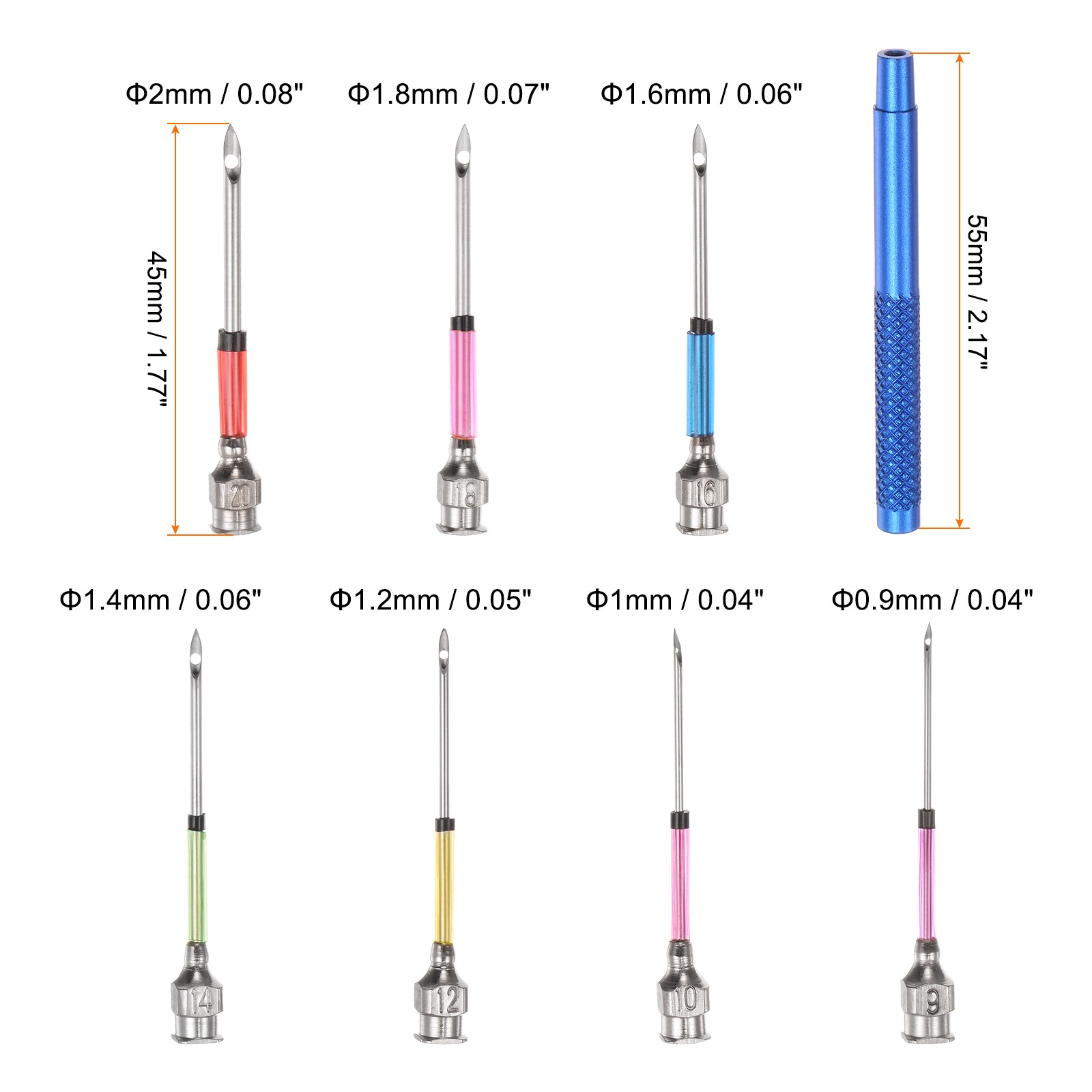 Adjustable Handle Punch Needle Metal 0.9/1.0/1.2/1.4/1.6/1.8/2.0mm