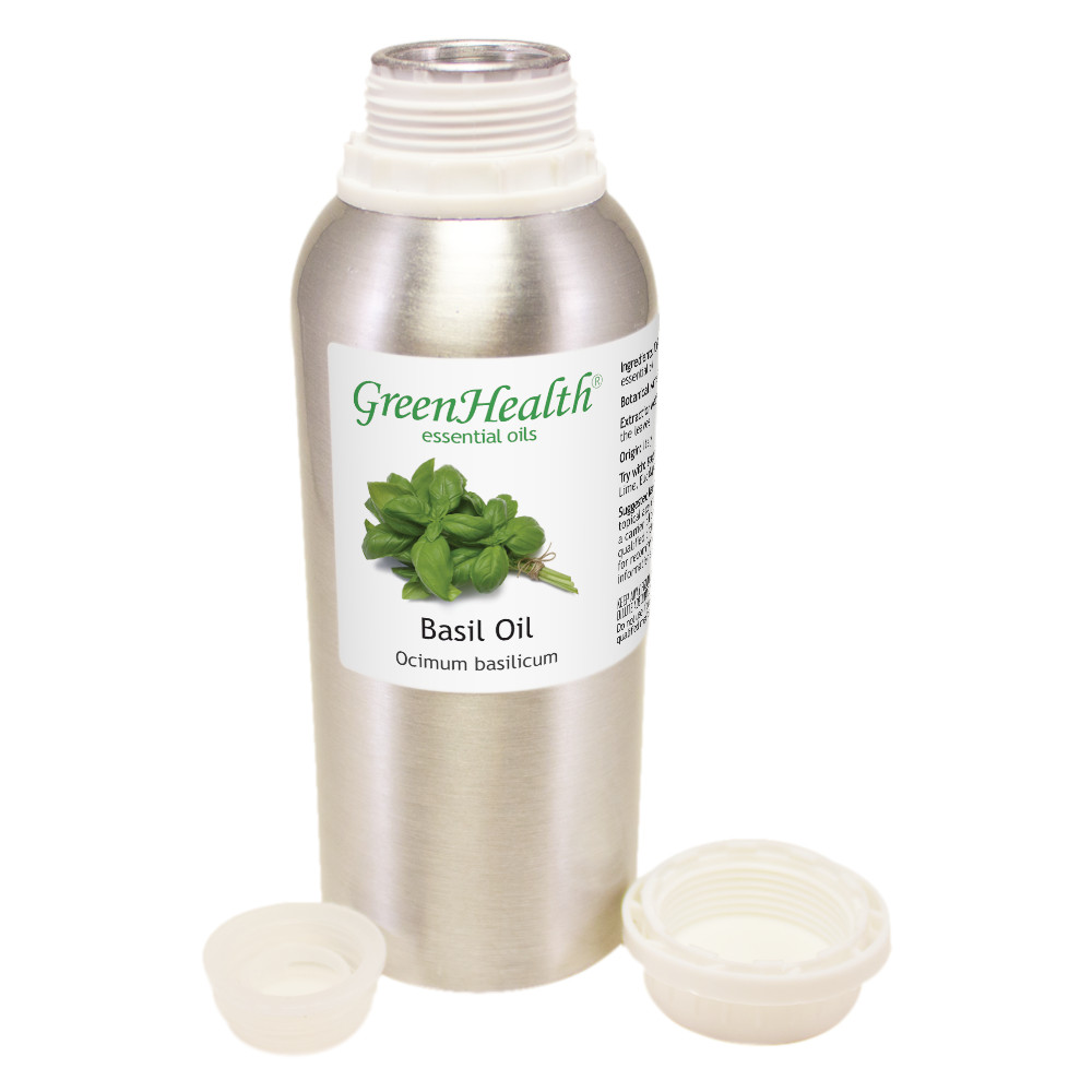Bulk 8 fl oz Basil Essential Oil Pure Natural in Aluminum Bottle