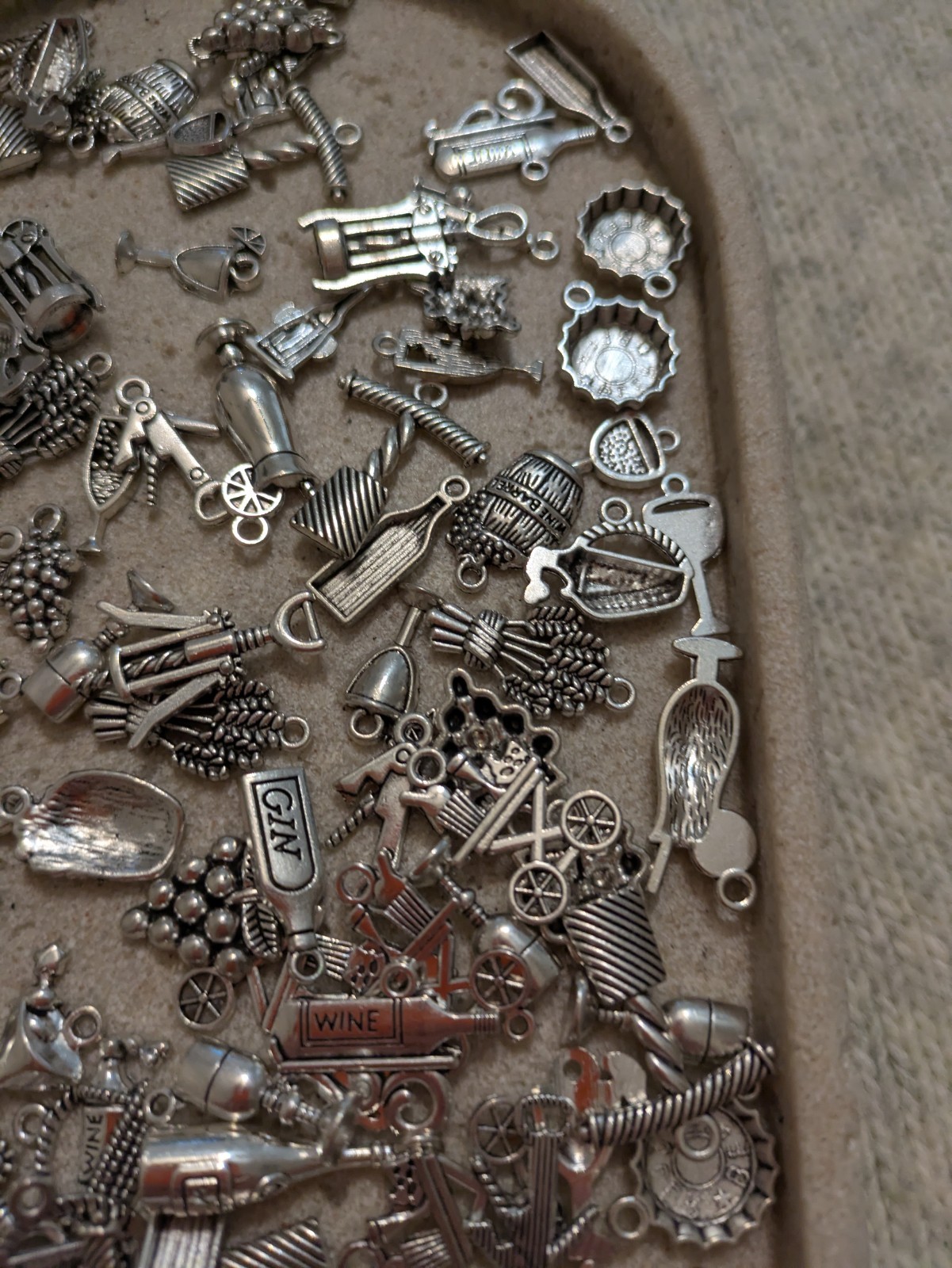 Silver Tone Charm Lot For Jewelry Making Wine Theme