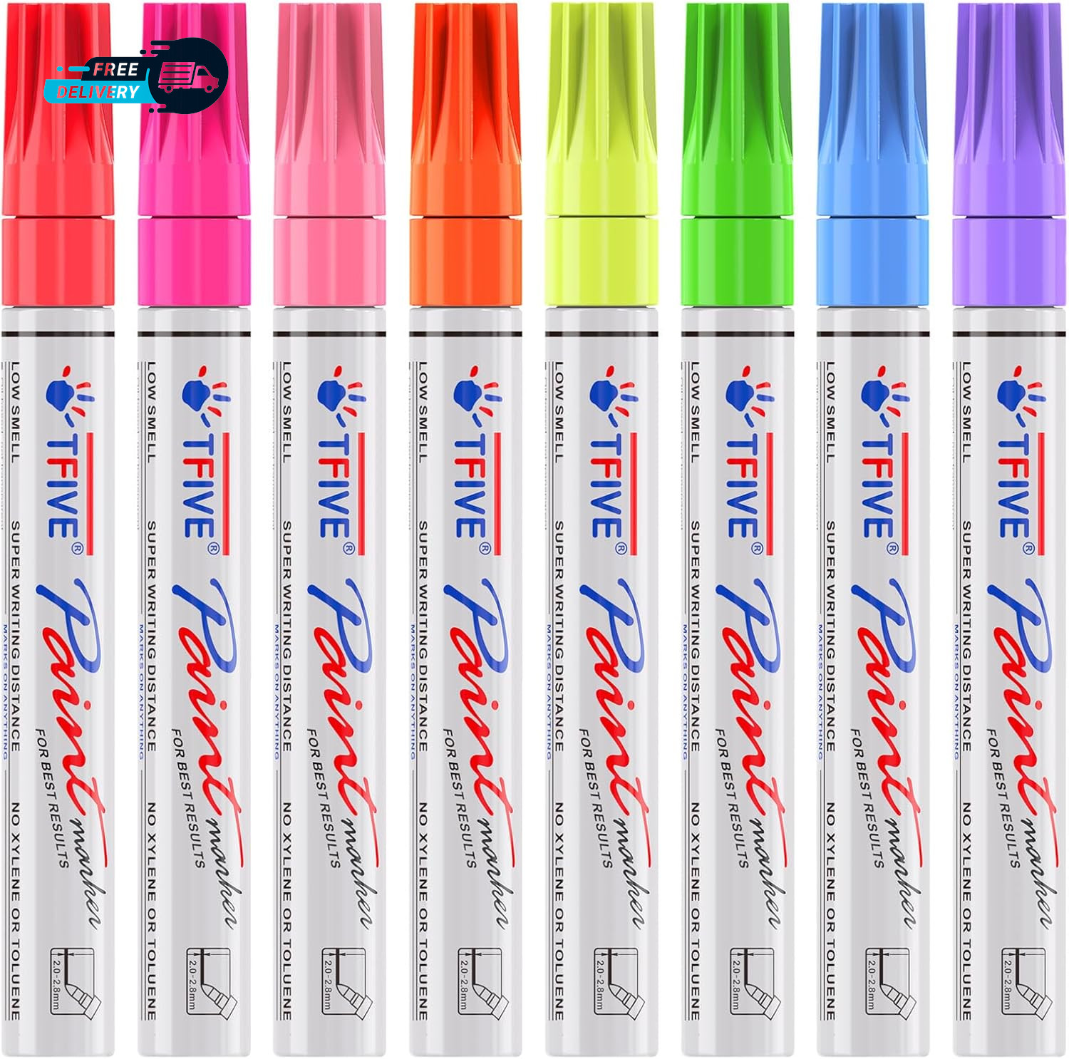 Fluorescent Paint Markers 8 Colors Neon UV Paint Pens for Blacklight – Oil-Based