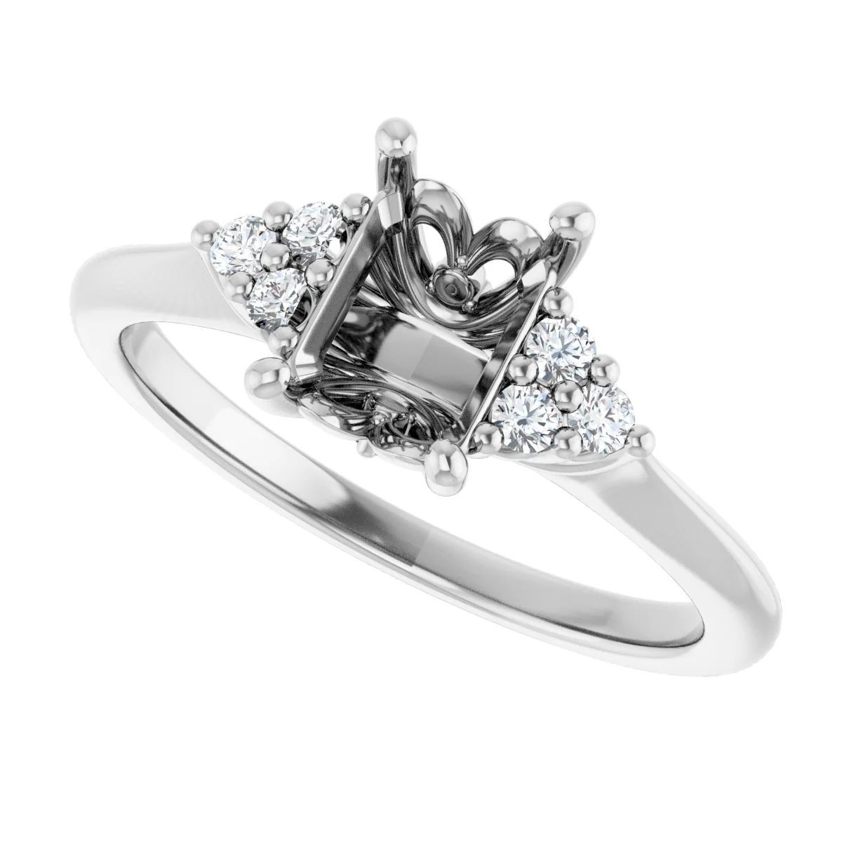Cushion 8x6mm Semi Mount Ring Setting 925 Sterling Silver Side Stone Topaz