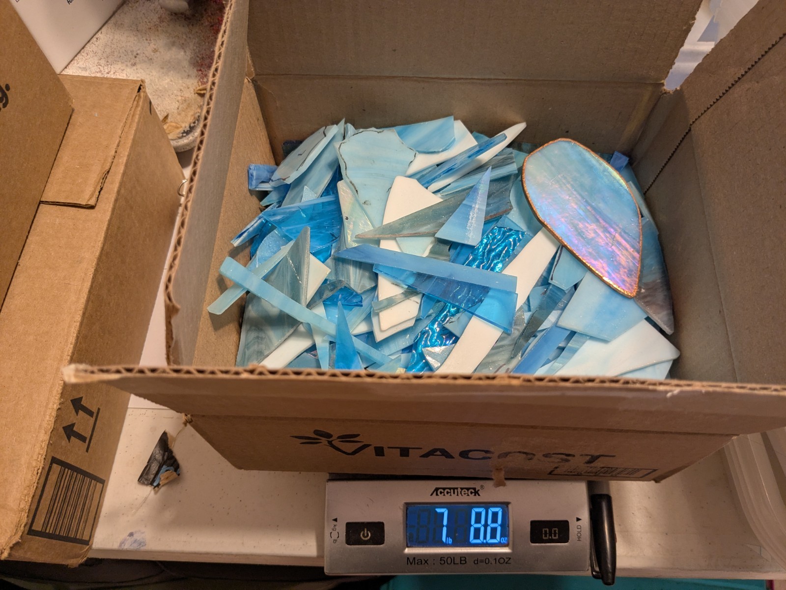 7 Pounds Light Blue Stained Glass Scraps Mosaic Art Craft Supplies