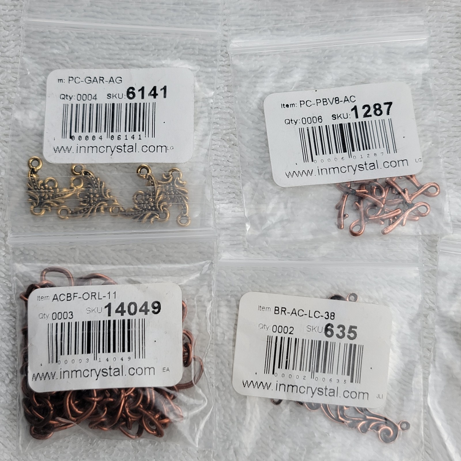 Swarovski Crystal Bead Lot Copper Rose Gold Tone Findings Chain Mixed Qty
