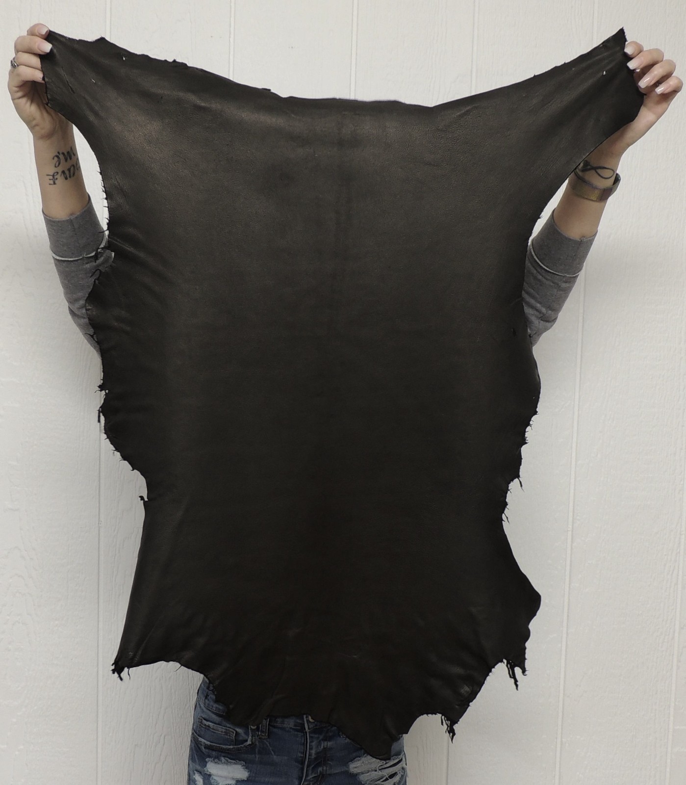 Black Full Grain Lambskin Leather Hide Lightweight Garment Sewing Lining Craft